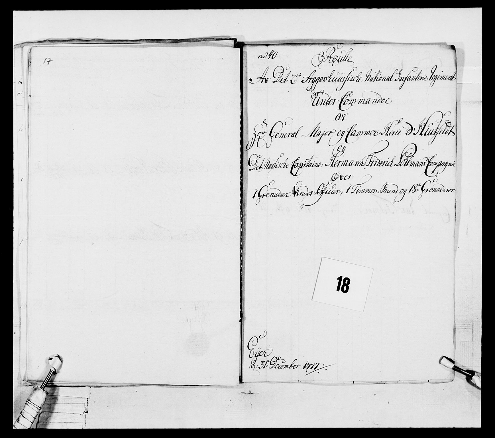 Generalitets- og kommissariatskollegiet, Det kongelige norske kommissariatskollegium, AV/RA-EA-5420/E/Eh/L0043a: 2. Akershusiske nasjonale infanteriregiment, 1767-1778, s. 685