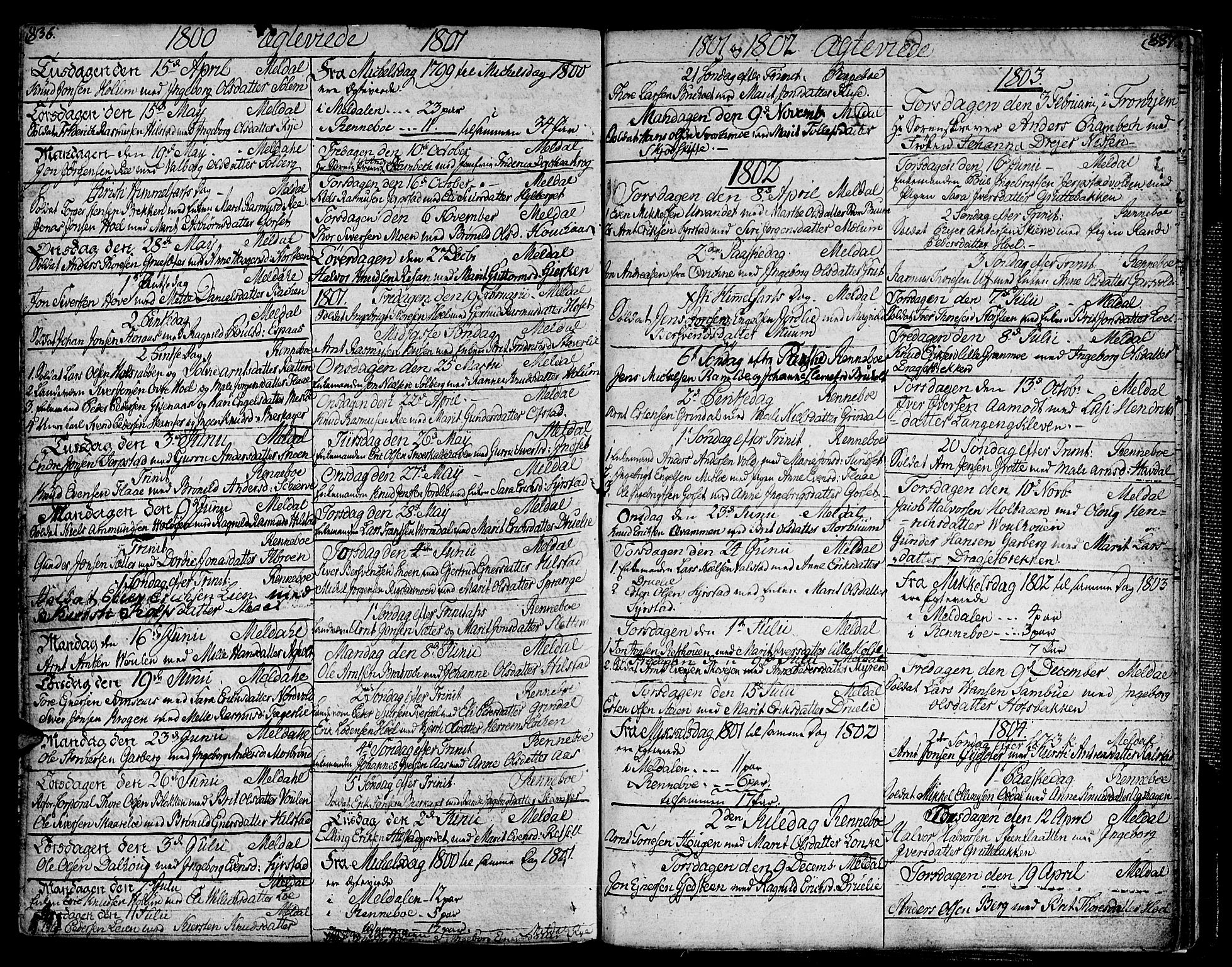 Ministerialprotokoller, klokkerbøker og fødselsregistre - Sør-Trøndelag, AV/SAT-A-1456/672/L0852: Ministerialbok nr. 672A05, 1776-1815, s. 836-837