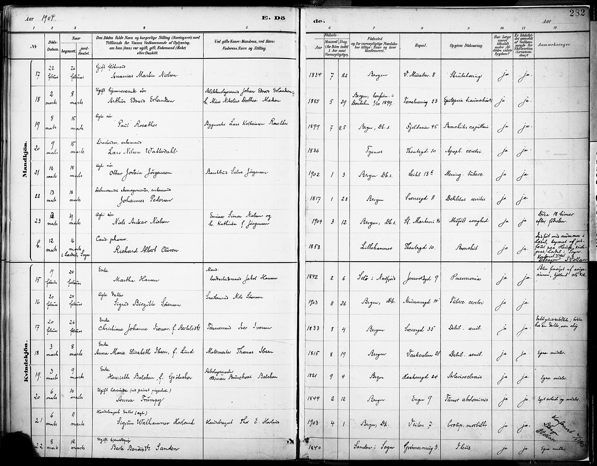 Domkirken sokneprestembete, AV/SAB-A-74801/H/Haa/L0043: Ministerialbok nr. E 5, 1882-1904, s. 282