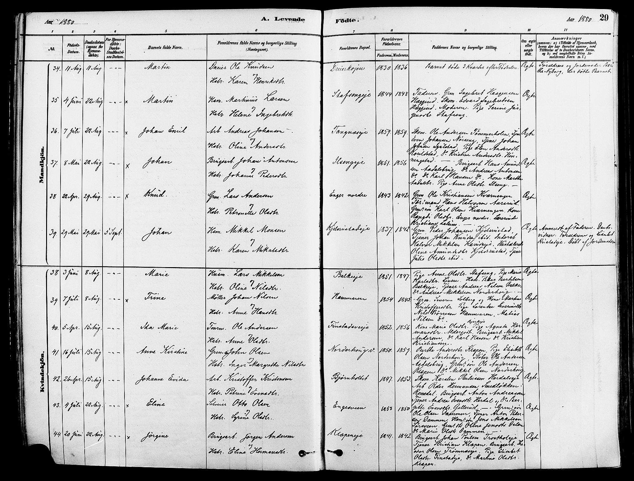 Løten prestekontor, AV/SAH-PREST-022/K/Ka/L0009: Ministerialbok nr. 9, 1878-1891, s. 29