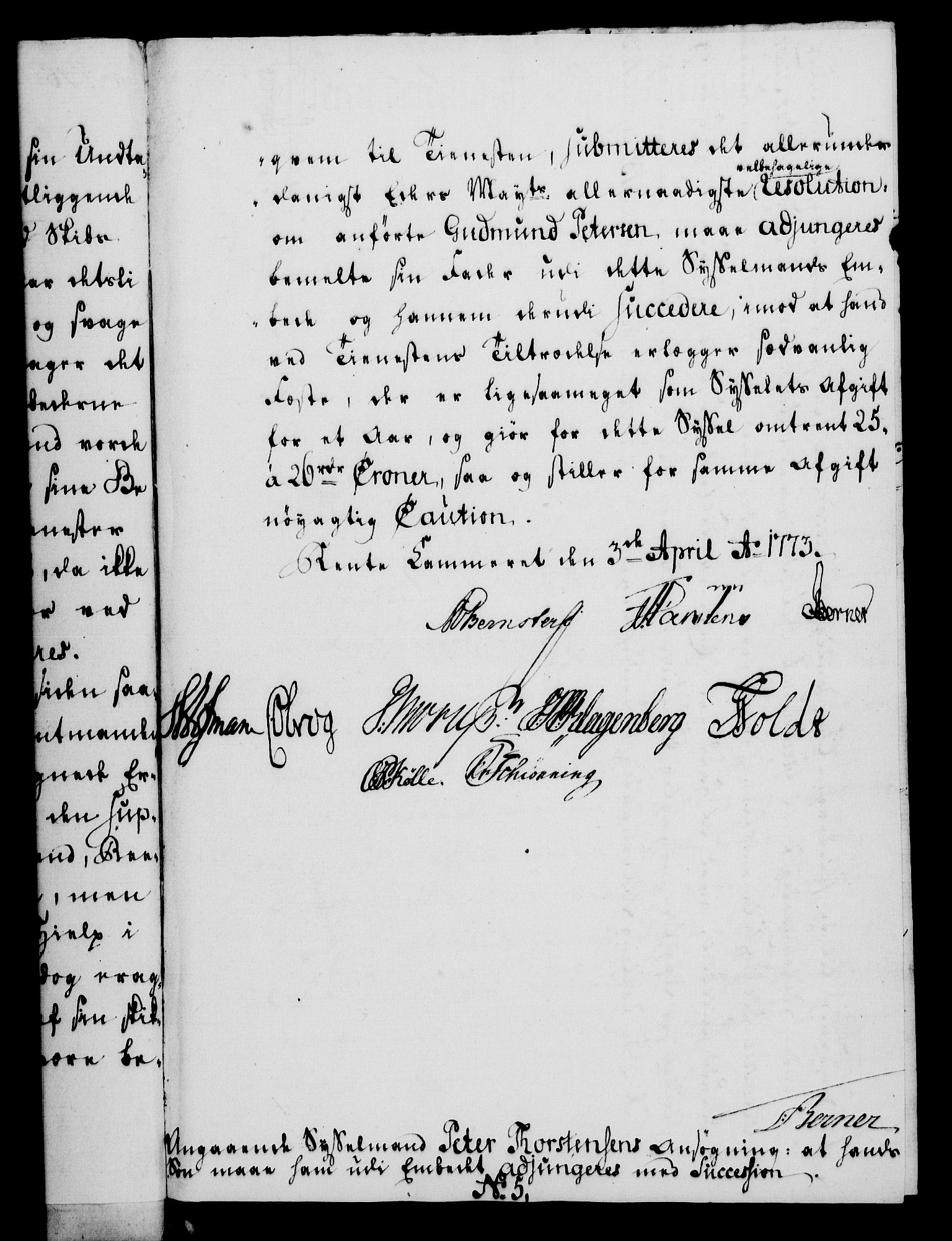 Rentekammeret, Kammerkanselliet, RA/EA-3111/G/Gf/Gfa/L0055: Norsk relasjons- og resolusjonsprotokoll (merket RK 52.55), 1773, s. 75