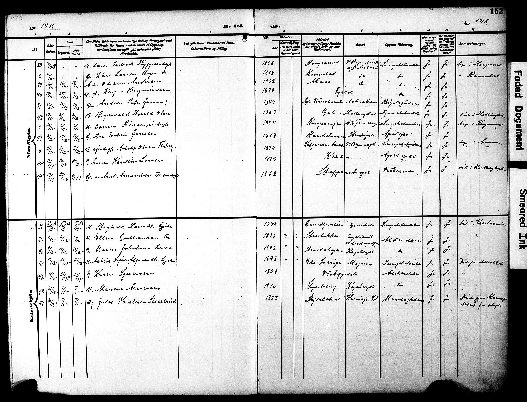 Eidskog prestekontor, AV/SAH-PREST-026/H/Ha/Hab/L0003: Klokkerbok nr. 3, 1904-1919, s. 152