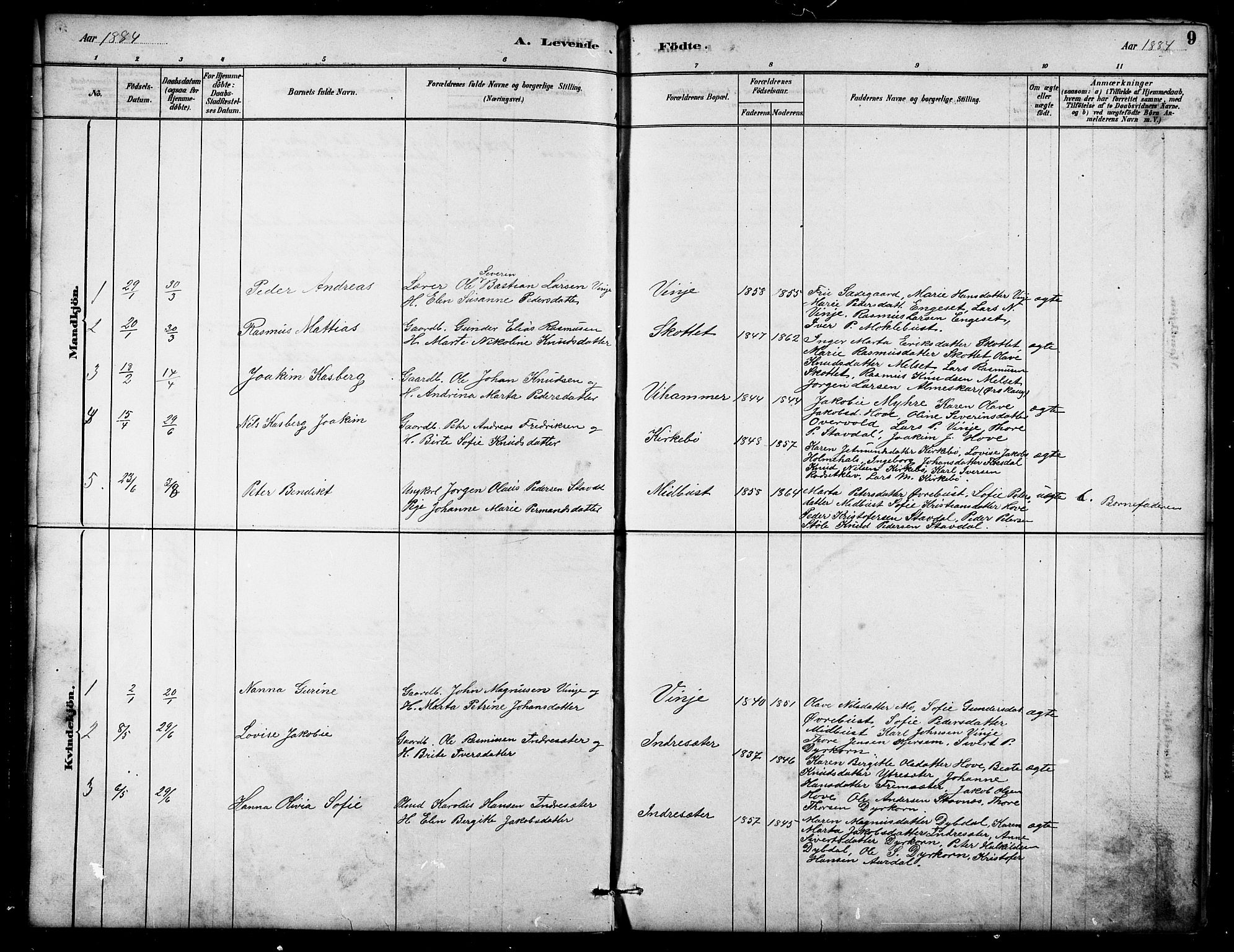 Ministerialprotokoller, klokkerbøker og fødselsregistre - Møre og Romsdal, AV/SAT-A-1454/521/L0302: Klokkerbok nr. 521C03, 1882-1907, s. 9