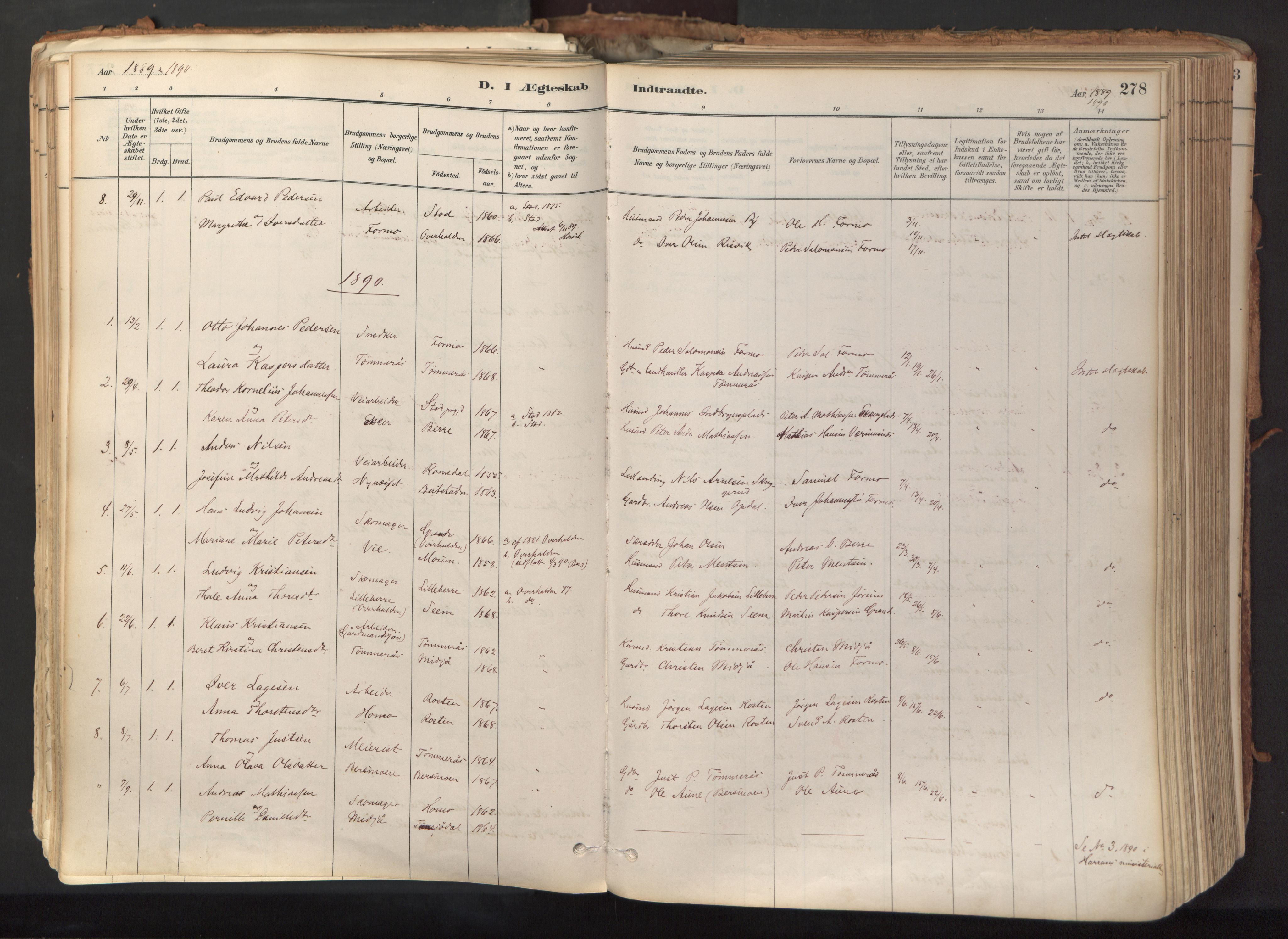 Ministerialprotokoller, klokkerbøker og fødselsregistre - Nord-Trøndelag, SAT/A-1458/758/L0519: Ministerialbok nr. 758A04, 1880-1926, s. 278