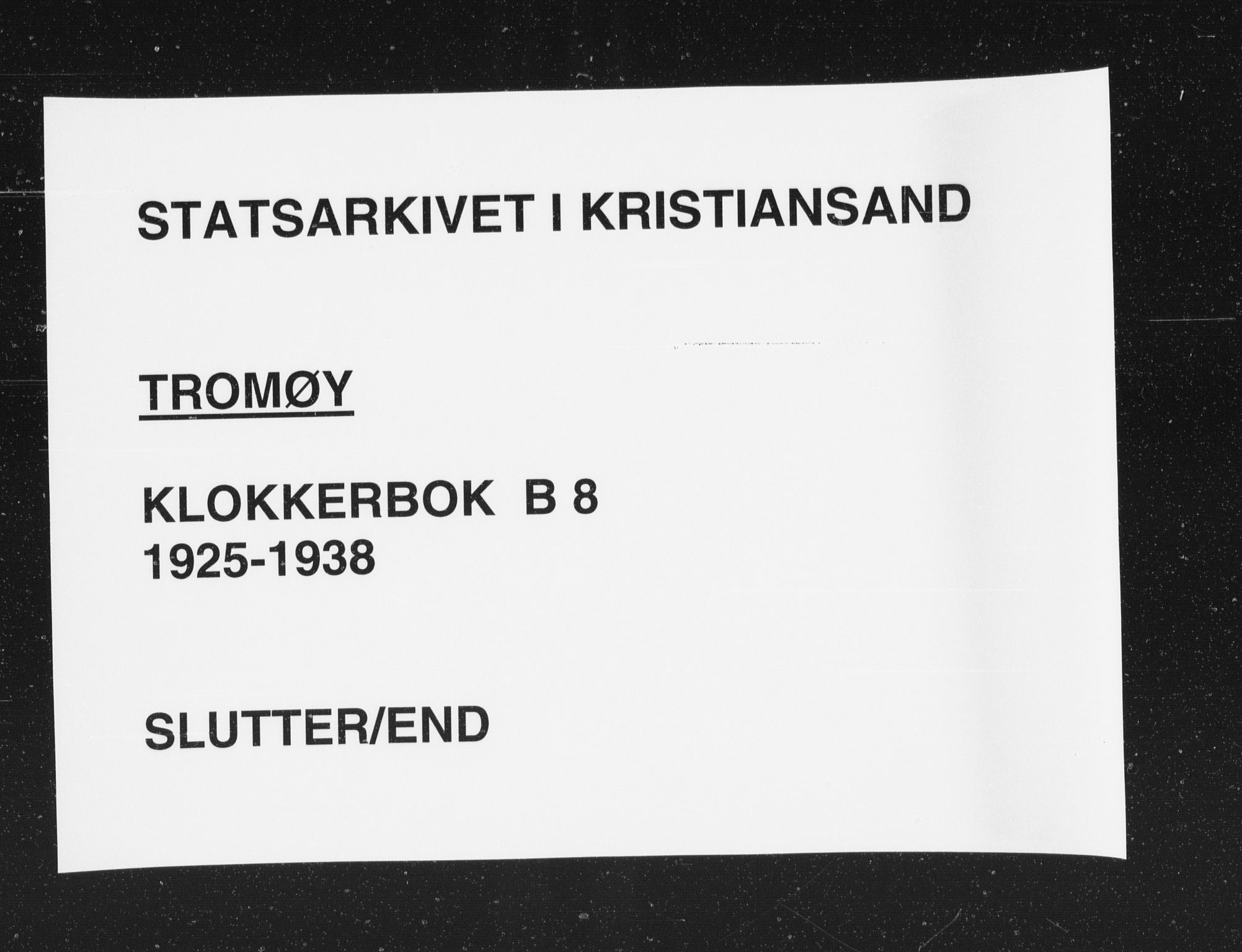 Tromøy sokneprestkontor, SAK/1111-0041/F/Fb/L0008: Klokkerbok nr. B 8, 1925-1938