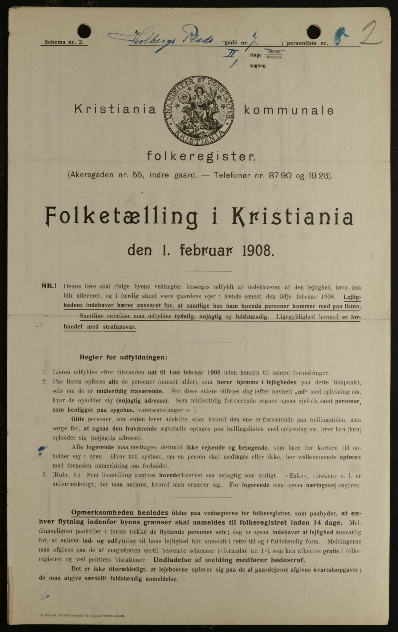 OBA, Kommunal folketelling 1.2.1908 for Kristiania kjøpstad, 1908, s. 36531