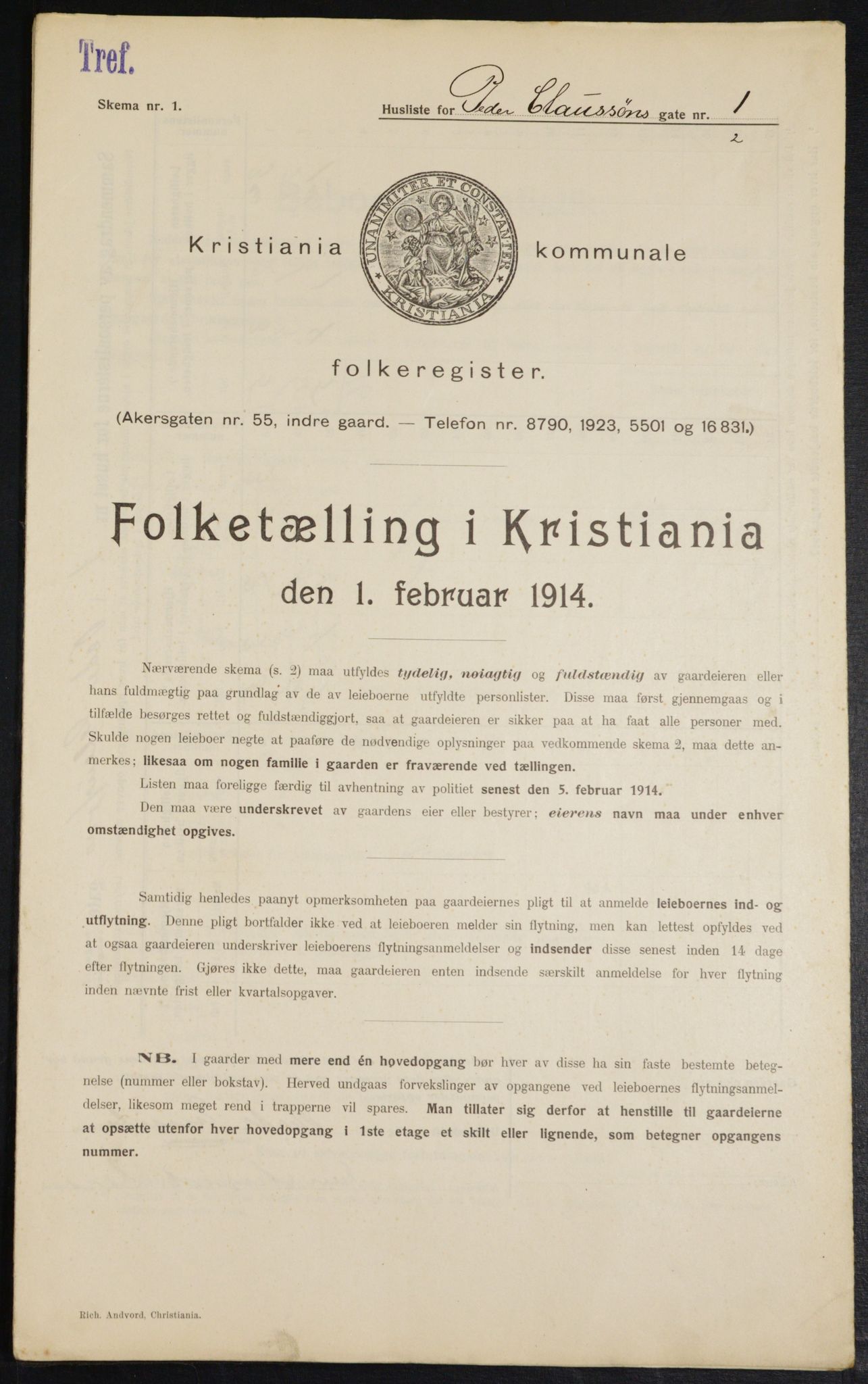 OBA, Kommunal folketelling 1.2.1914 for Kristiania, 1914, s. 78799