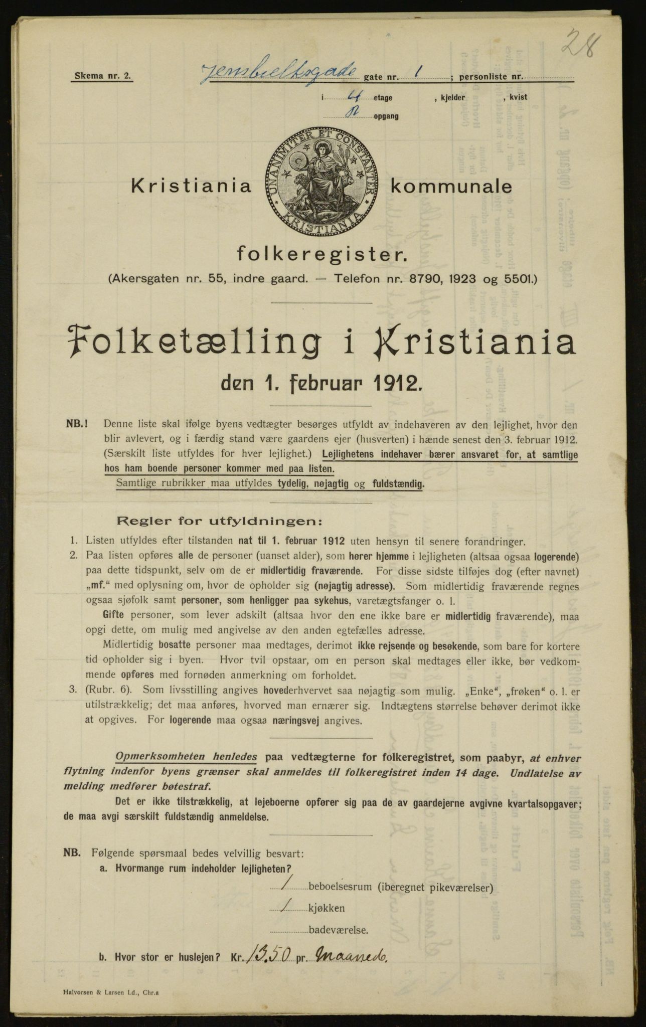 OBA, Kommunal folketelling 1.2.1912 for Kristiania, 1912, s. 45778