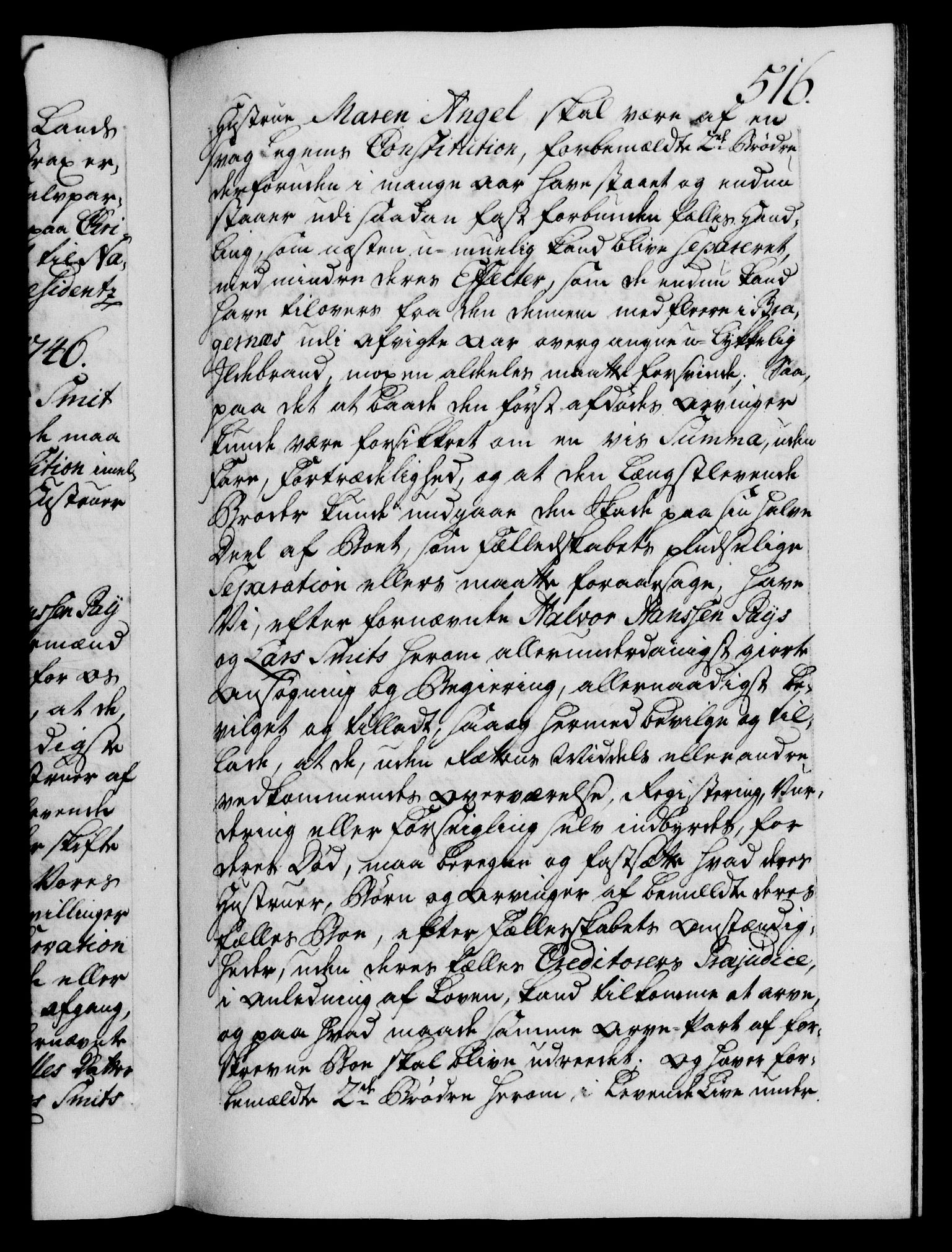 Danske Kanselli 1572-1799, RA/EA-3023/F/Fc/Fca/Fcaa/L0034: Norske registre, 1745-1746, s. 516a