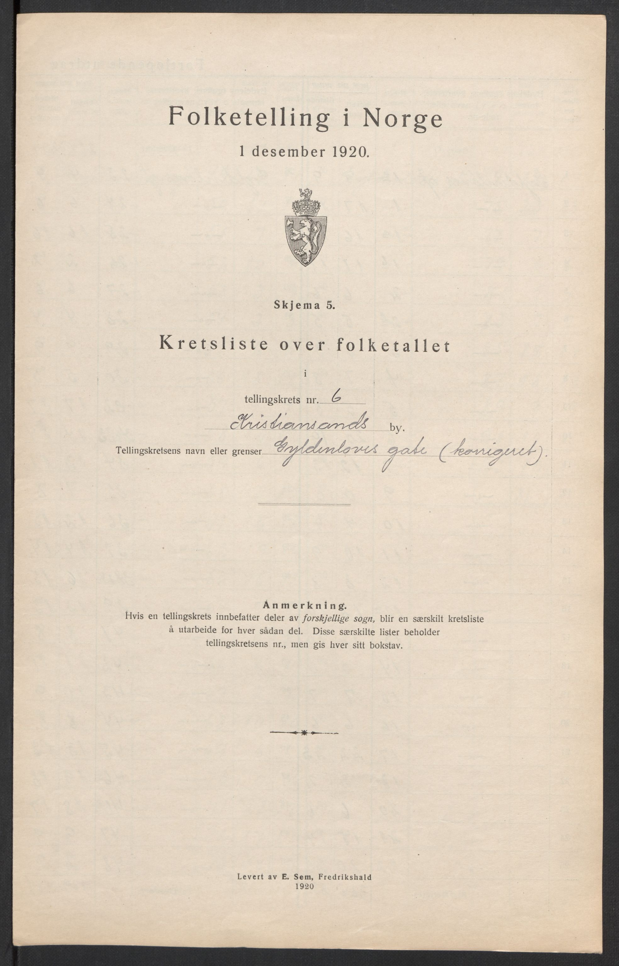 SAK, Folketelling 1920 for 1001 Kristiansand kjøpstad, 1920, s. 104