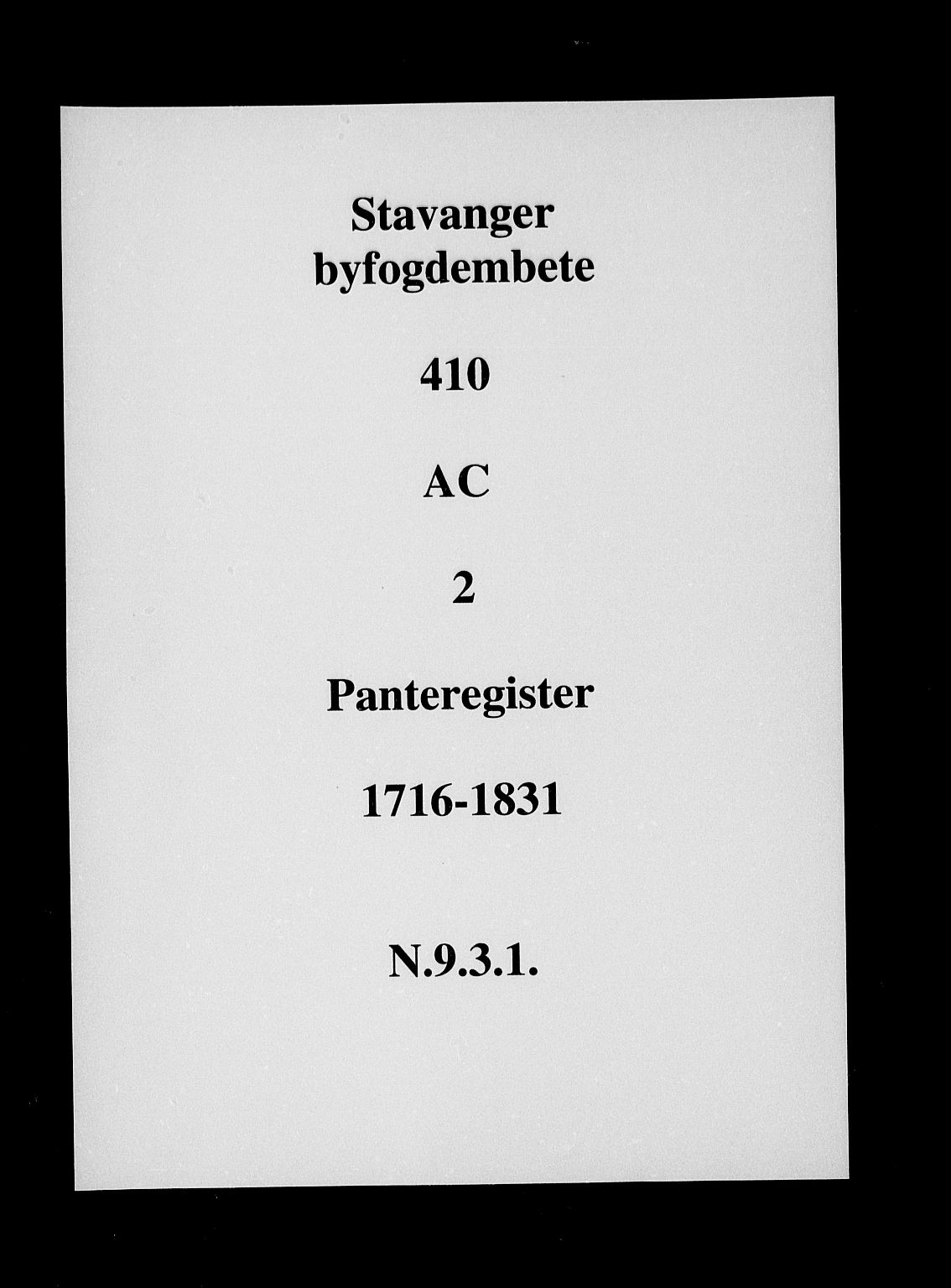 Stavanger byfogd, SAST/A-101408/001/4/41/410/410AC/L0002: Panteregister nr. AC 2, 1716