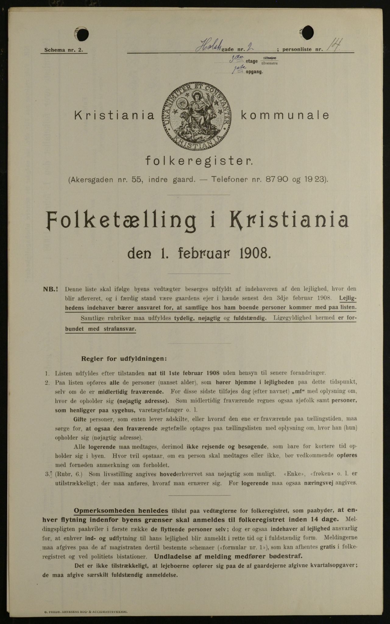 OBA, Kommunal folketelling 1.2.1908 for Kristiania kjøpstad, 1908, s. 36822