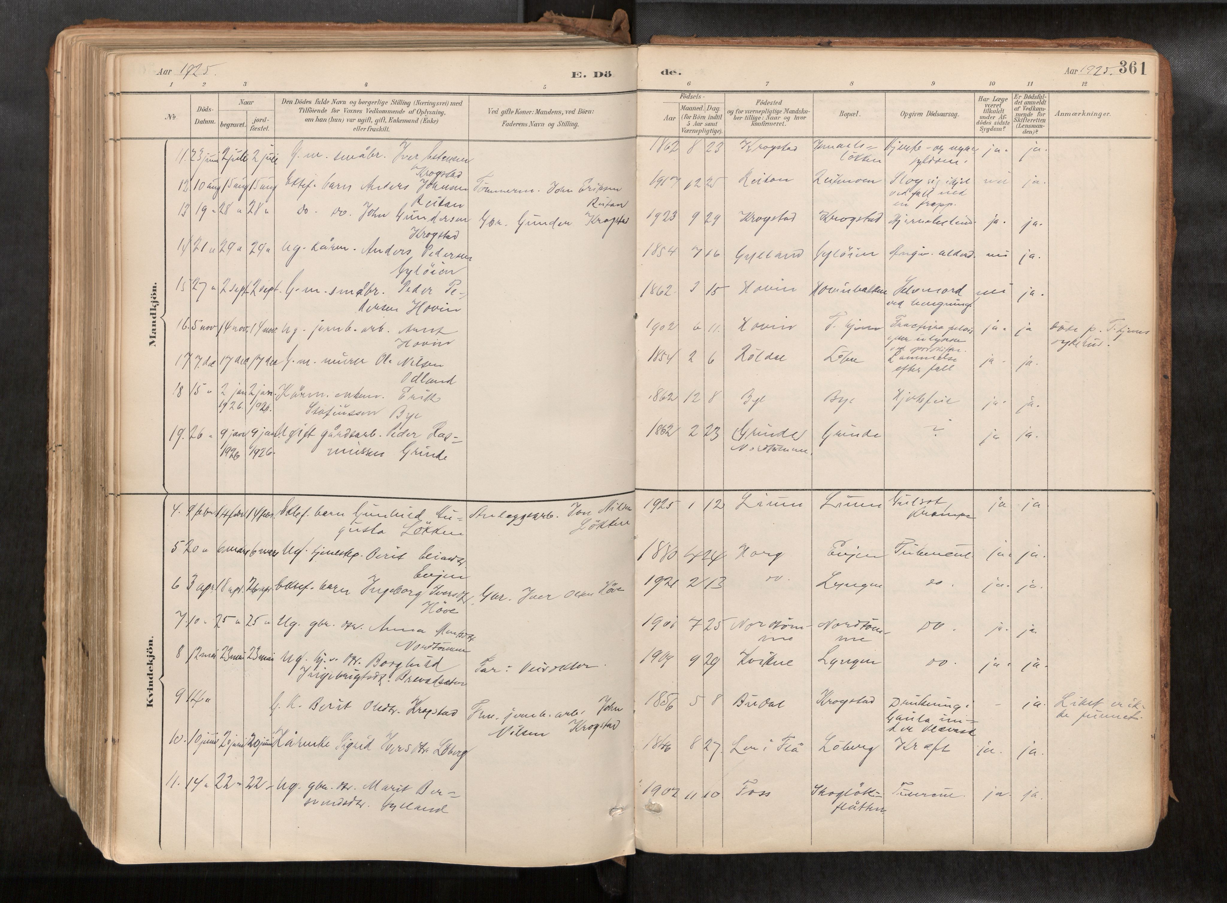 Ministerialprotokoller, klokkerbøker og fødselsregistre - Sør-Trøndelag, AV/SAT-A-1456/692/L1105b: Ministerialbok nr. 692A06, 1891-1934, s. 361