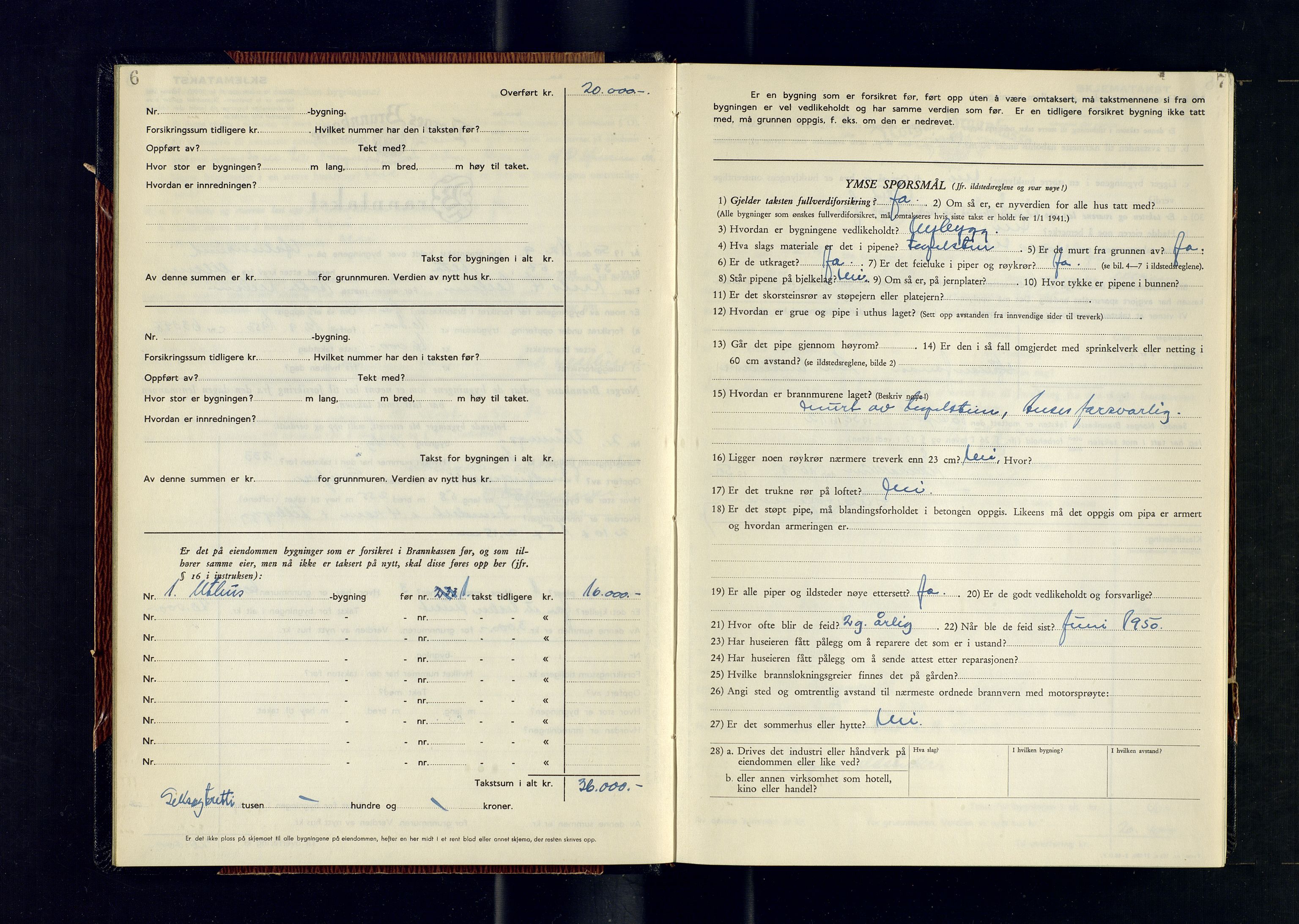 Alta lensmannskontor, AV/SATØ-S-1165/O/Ob/L0184: Branntakstprotokoll, 1950-1953, s. 6-7