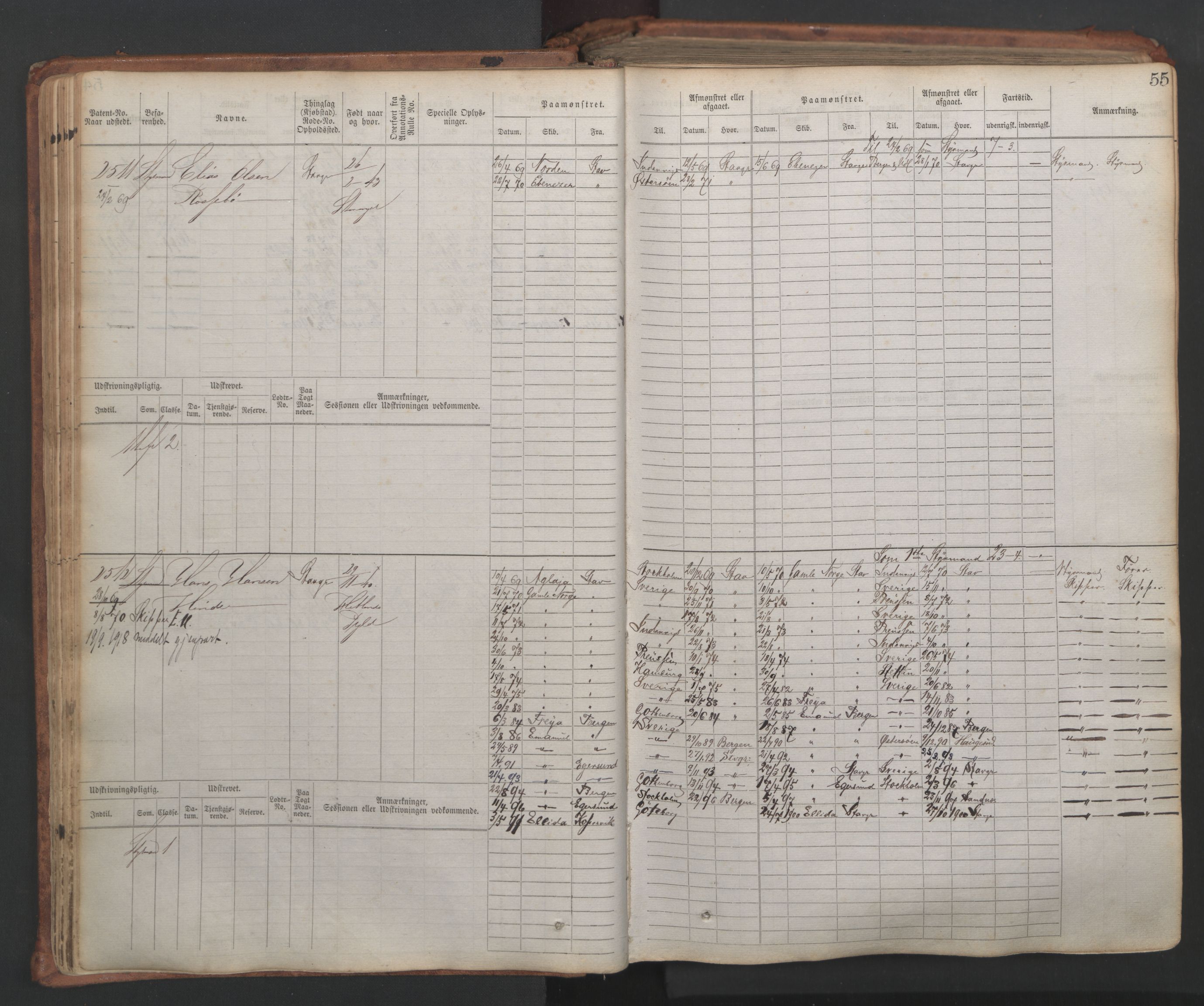 Stavanger sjømannskontor, AV/SAST-A-102006/F/Fb/Fbb/L0007: Sjøfartshovedrulle, patentnr. 2403-3604, 1869-1880, s. 60