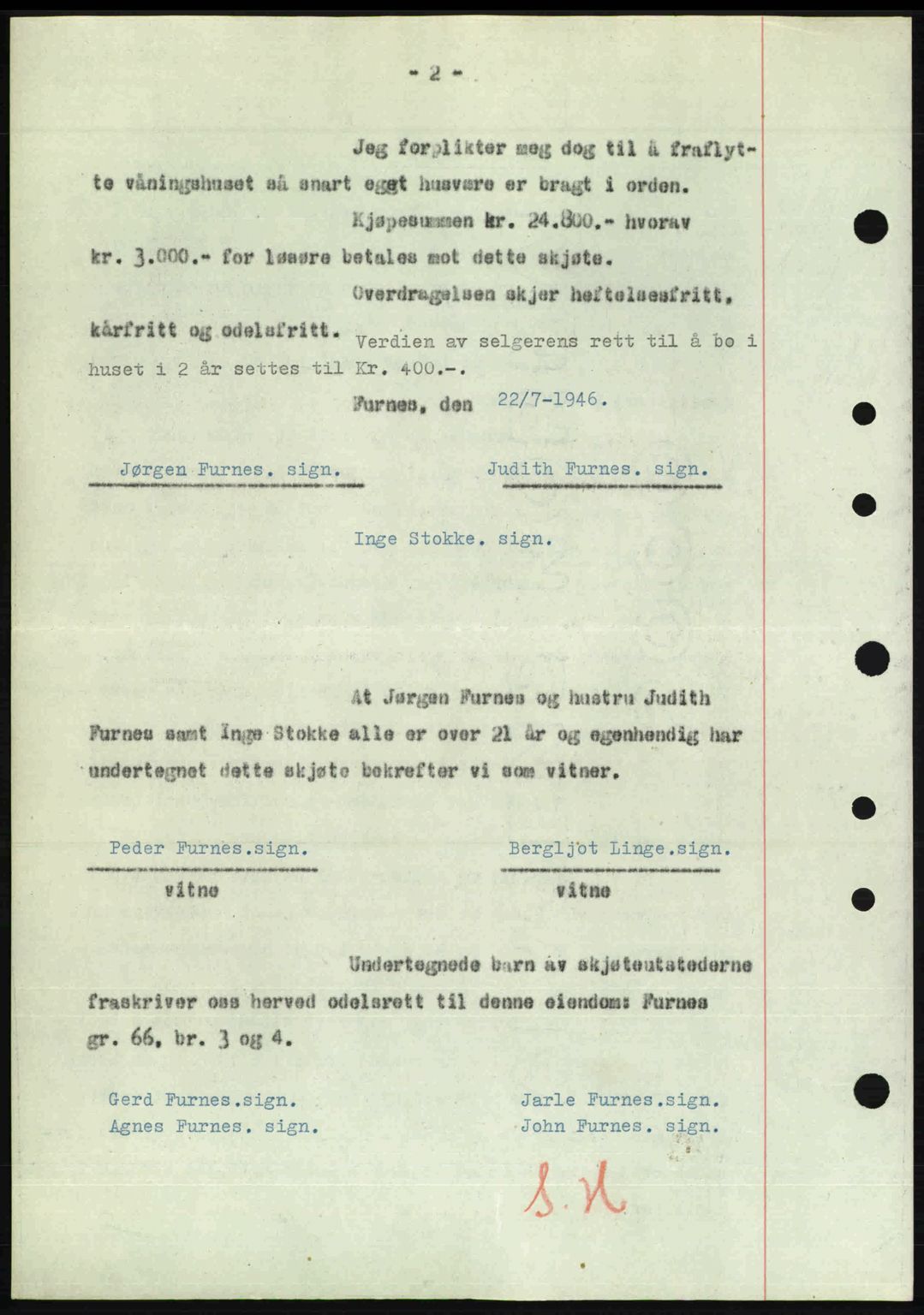 Nordre Sunnmøre sorenskriveri, AV/SAT-A-0006/1/2/2C/2Ca: Pantebok nr. A23, 1946-1947, Dagboknr: 2018/1946