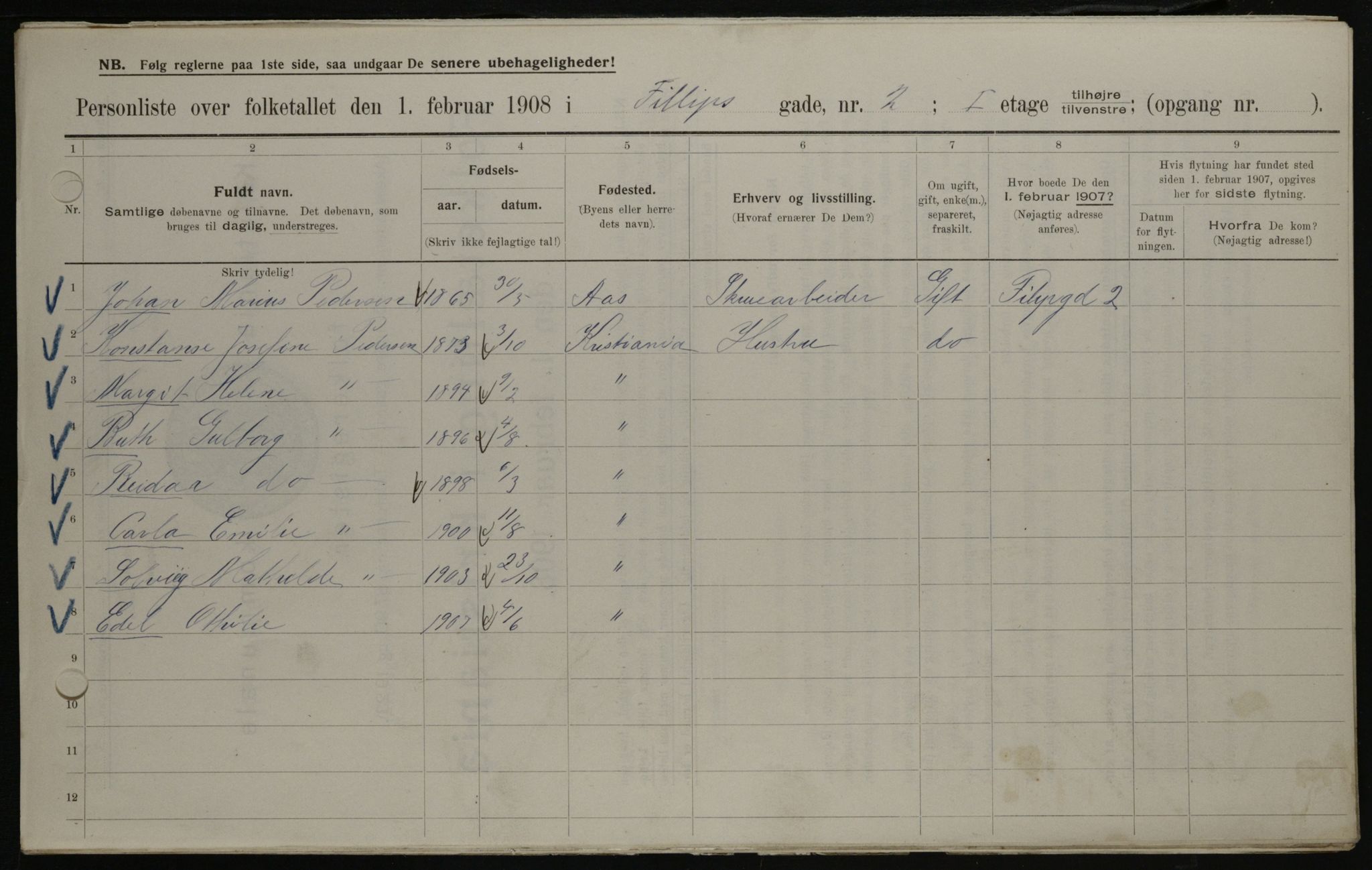 OBA, Kommunal folketelling 1.2.1908 for Kristiania kjøpstad, 1908, s. 21897