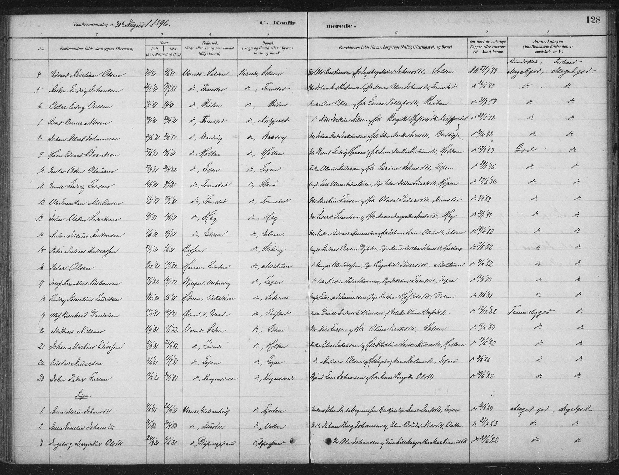 Ministerialprotokoller, klokkerbøker og fødselsregistre - Sør-Trøndelag, SAT/A-1456/662/L0755: Ministerialbok nr. 662A01, 1879-1905, s. 128