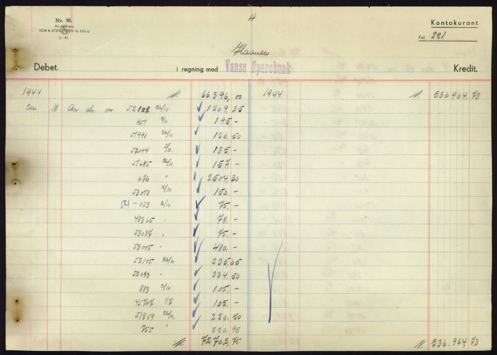 Forsvarsdepartementet, 10. kontor / Oppgjørskontoret, AV/RA-RAFA-1225/D/Db/L0180: Lista oppgjørskontor, 1942-1952, s. 1855