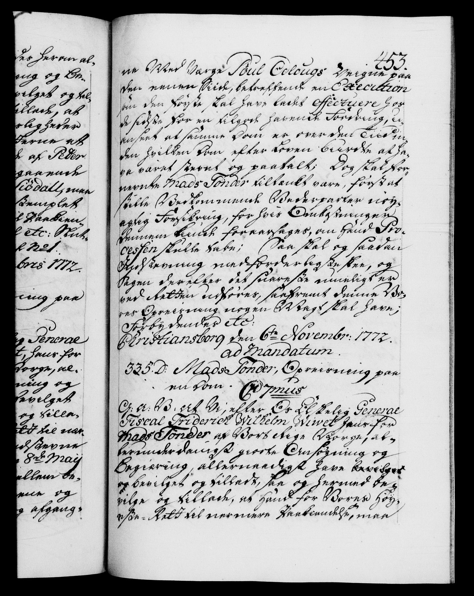 Danske Kanselli 1572-1799, RA/EA-3023/F/Fc/Fca/Fcaa/L0045: Norske registre "Norske eller 3. dept.s åpne brev, 1771-1773, s. 453a