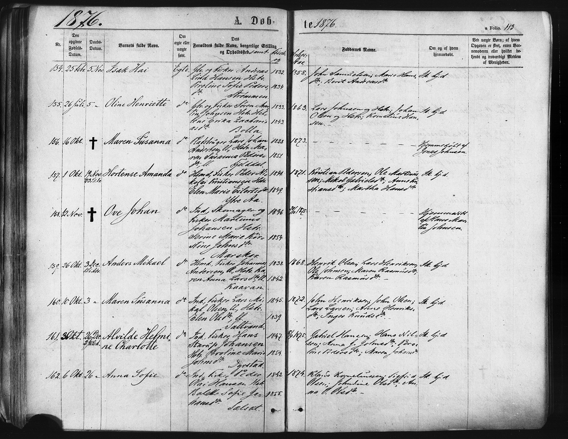 Ibestad sokneprestembete, AV/SATØ-S-0077/H/Ha/Haa/L0010kirke: Ministerialbok nr. 10, 1869-1879, s. 113