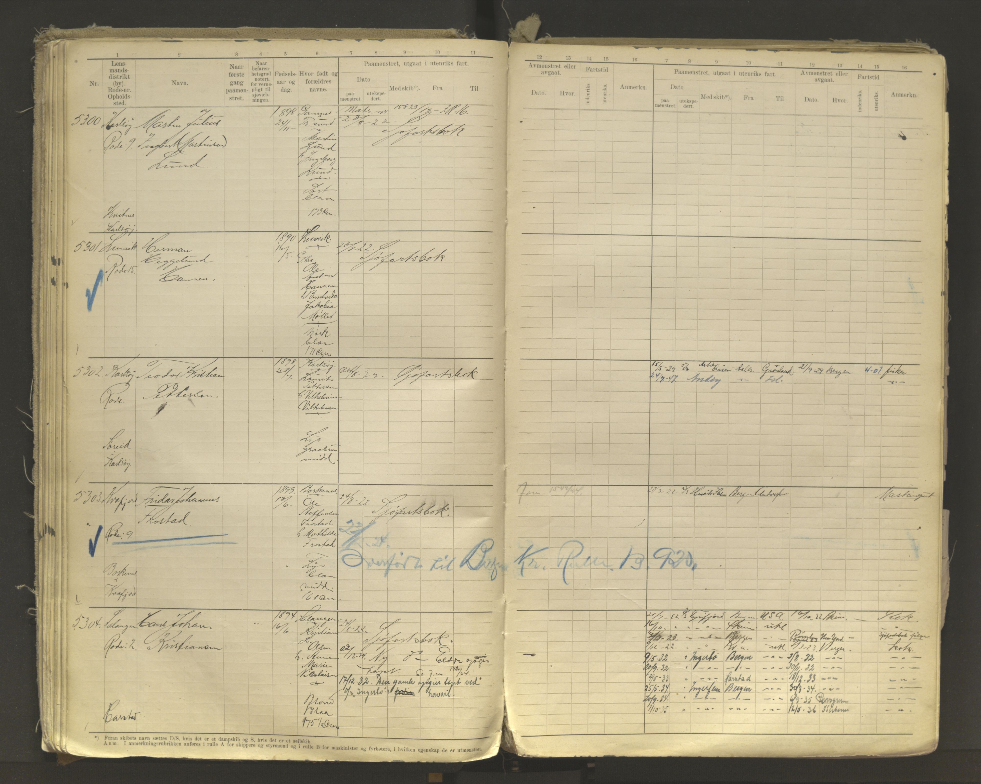 Tromsø sjømannskontor/innrullerings-/mønstringsdistrikt, AV/SATØ-S-0243/F/Fb/L0011: Annotasjonsrulle. Defekt: løs innbinding. Nr. 4973-7517, 1920-1928