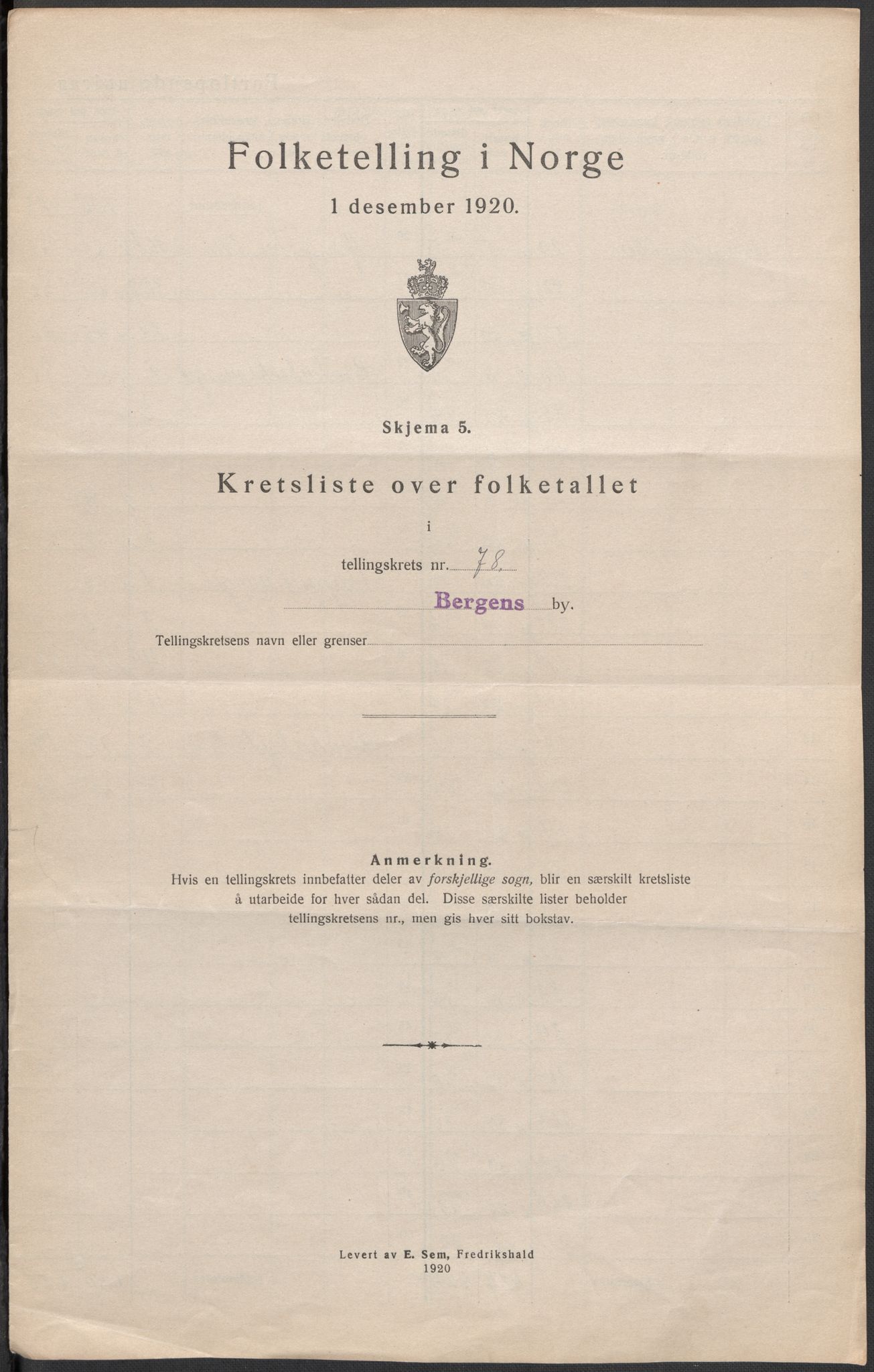 SAB, Folketelling 1920 for 1301 Bergen kjøpstad, 1920, s. 249
