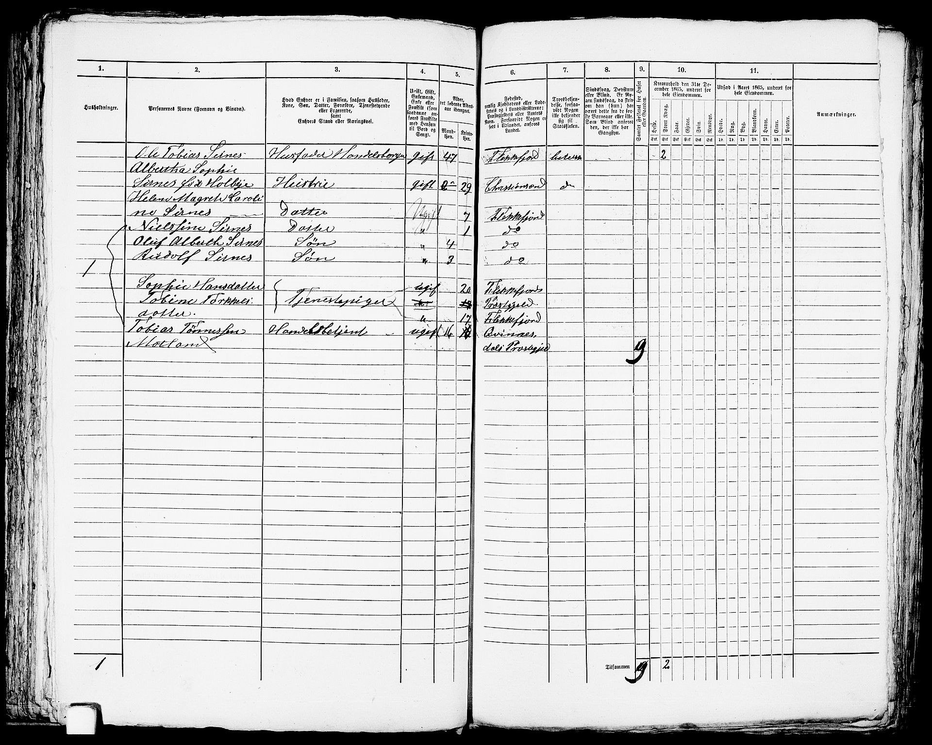 RA, Folketelling 1865 for 1004B Flekkefjord prestegjeld, Flekkefjord kjøpstad, 1865, s. 171