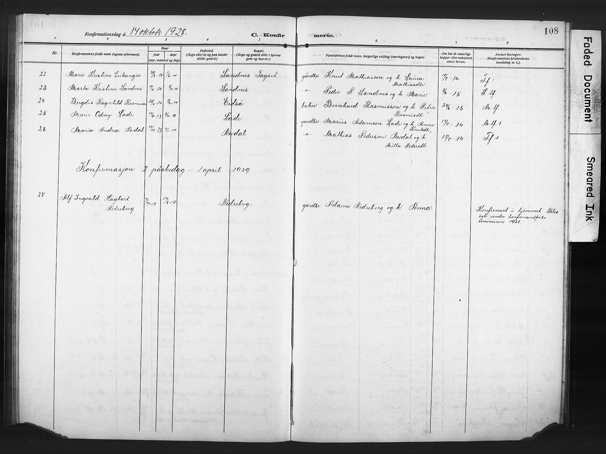 Ministerialprotokoller, klokkerbøker og fødselsregistre - Møre og Romsdal, AV/SAT-A-1454/502/L0028: Klokkerbok nr. 502C02, 1909-1932, s. 108