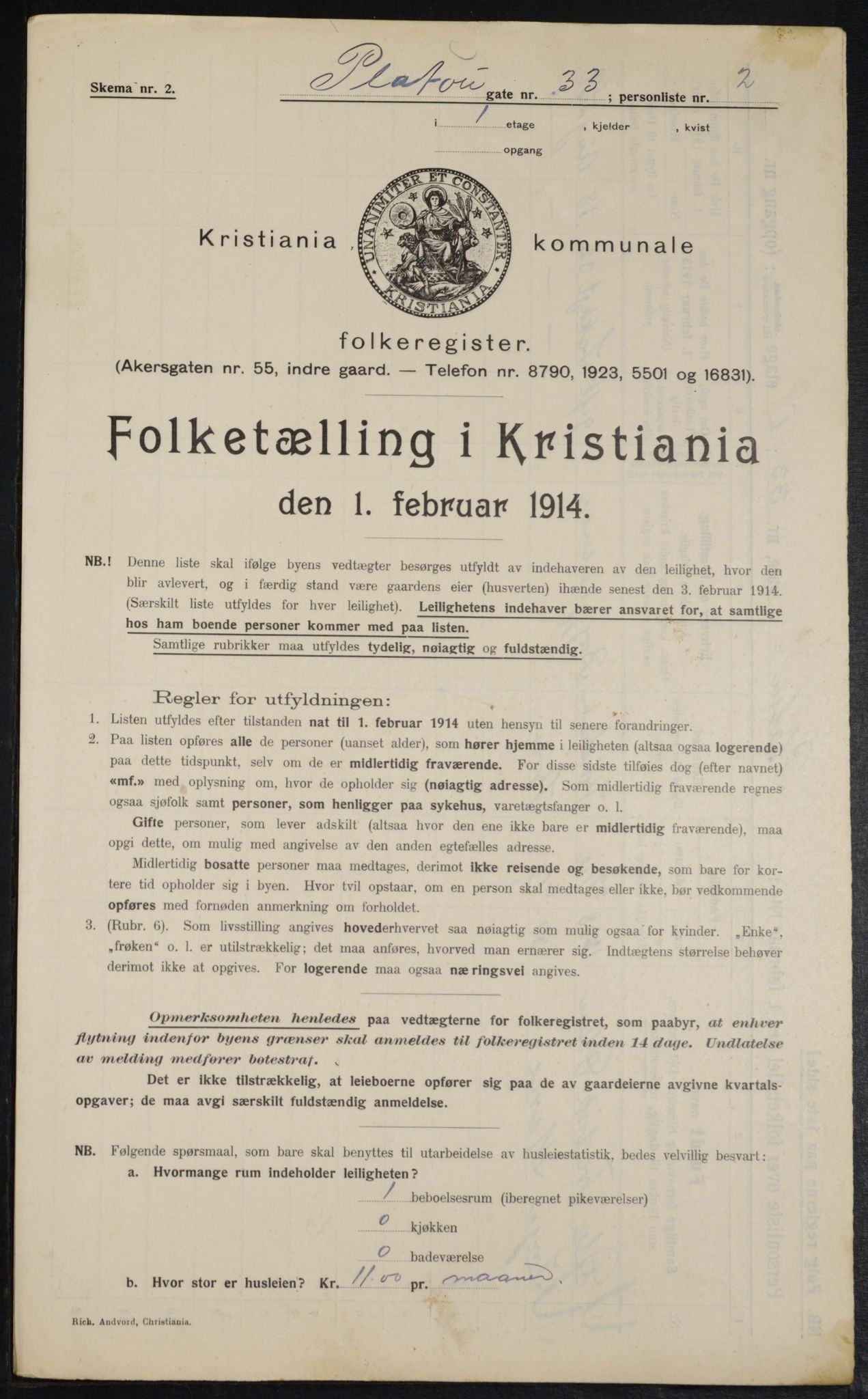 OBA, Kommunal folketelling 1.2.1914 for Kristiania, 1914, s. 80955