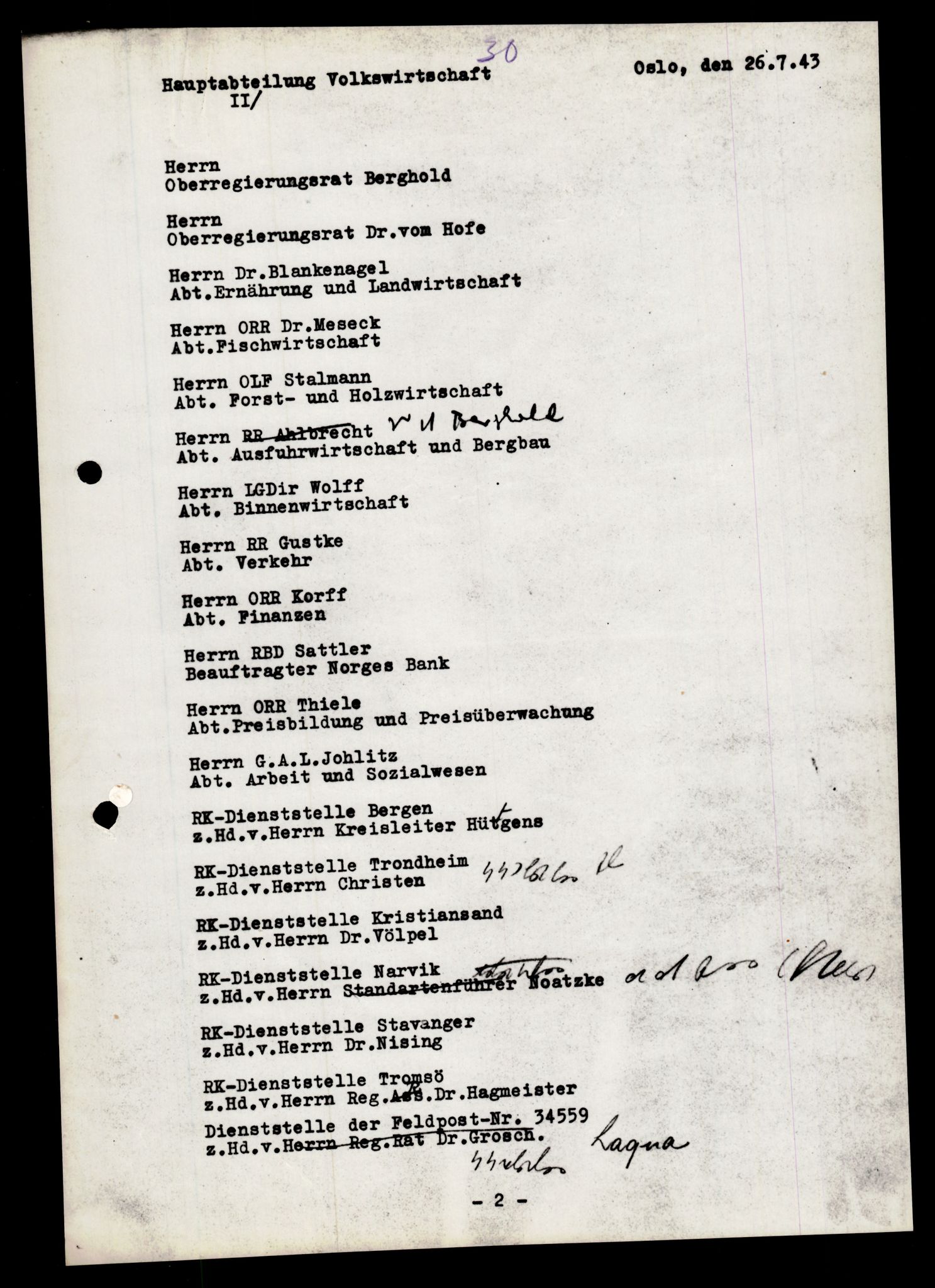 Forsvarets Overkommando. 2 kontor. Arkiv 11.4. Spredte tyske arkivsaker, AV/RA-RAFA-7031/D/Dar/Darb/L0005: Reichskommissariat., 1940-1945, s. 1176