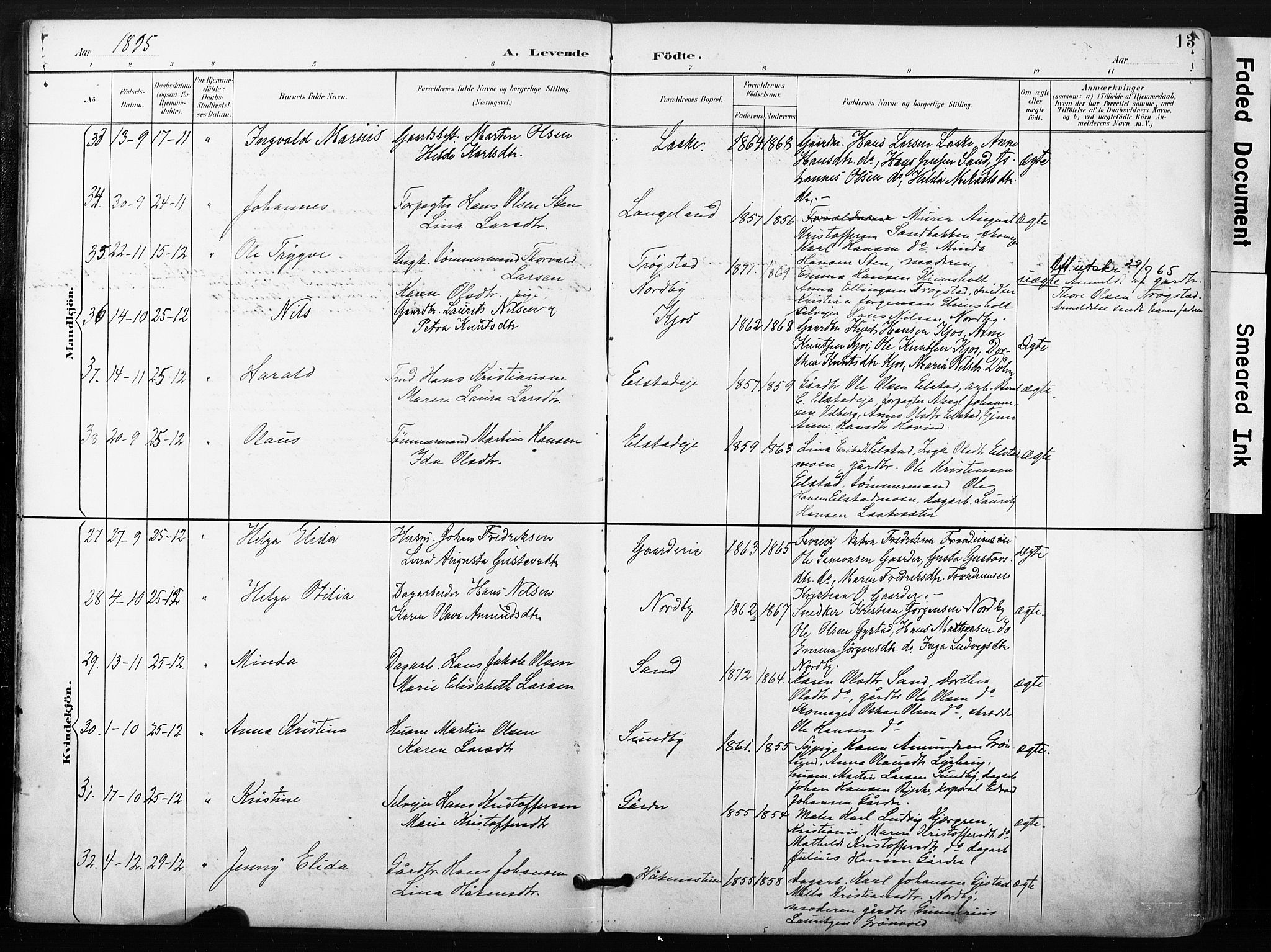 Ullensaker prestekontor Kirkebøker, AV/SAO-A-10236a/F/Fb/L0002: Ministerialbok nr. II 2, 1894-1909, s. 13