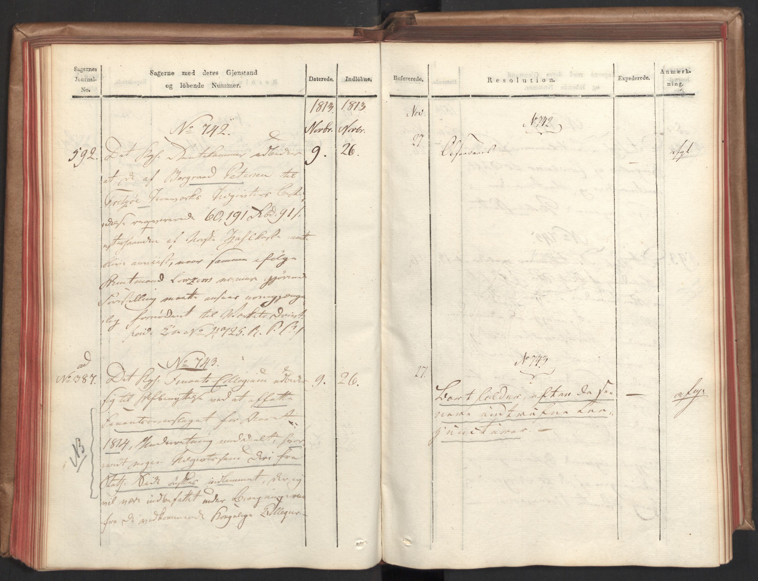 Stattholderembetet 1810-1814, 2. kontor (Kontor B), AV/RA-EA-5432/Aa/L0003: Kollegial referatprotokoll,  j.nr. 512-627,  l.nr. 640-786, 1813-1814, s. 72