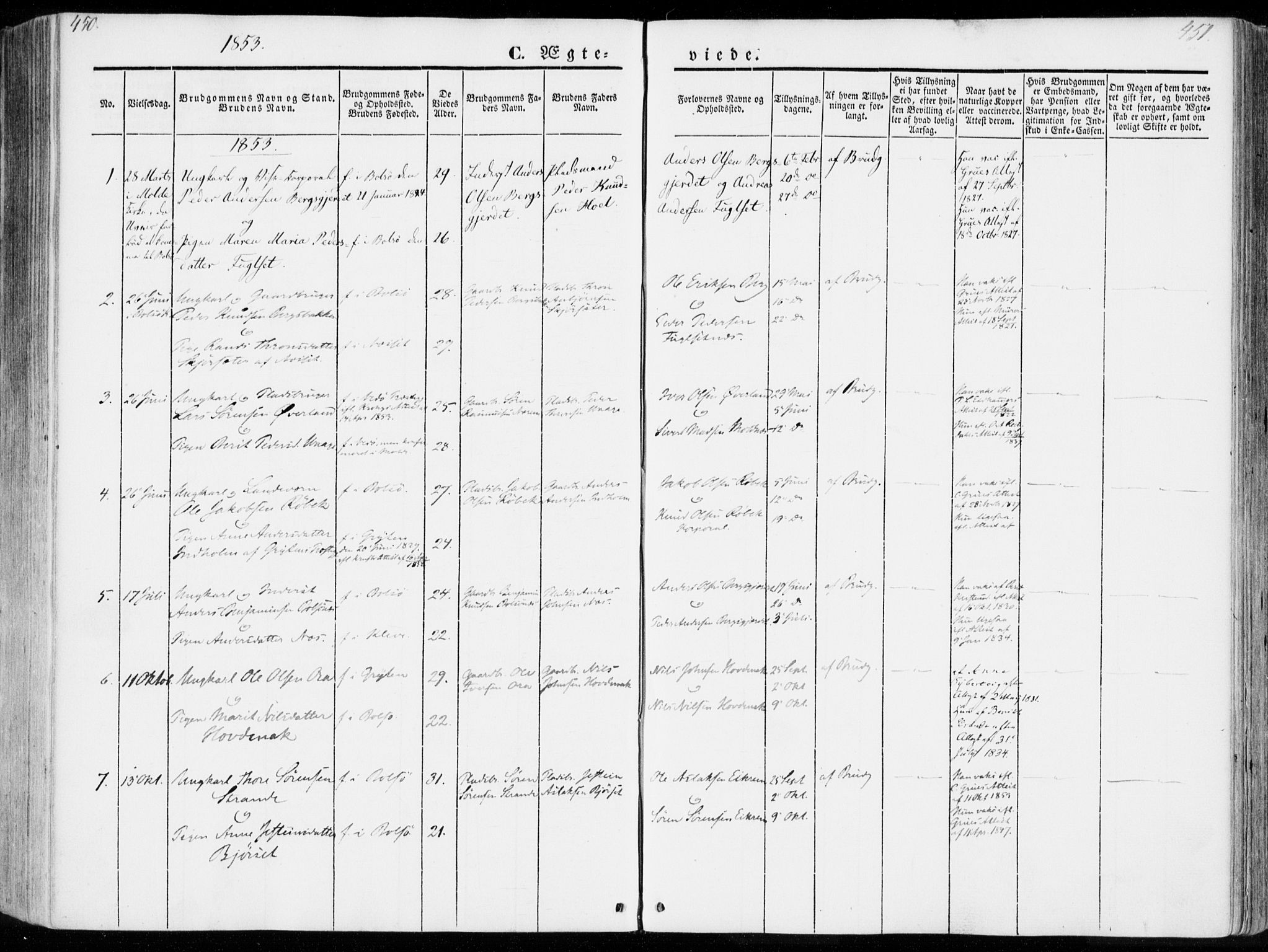 Ministerialprotokoller, klokkerbøker og fødselsregistre - Møre og Romsdal, AV/SAT-A-1454/555/L0653: Ministerialbok nr. 555A04, 1843-1869, s. 450-451