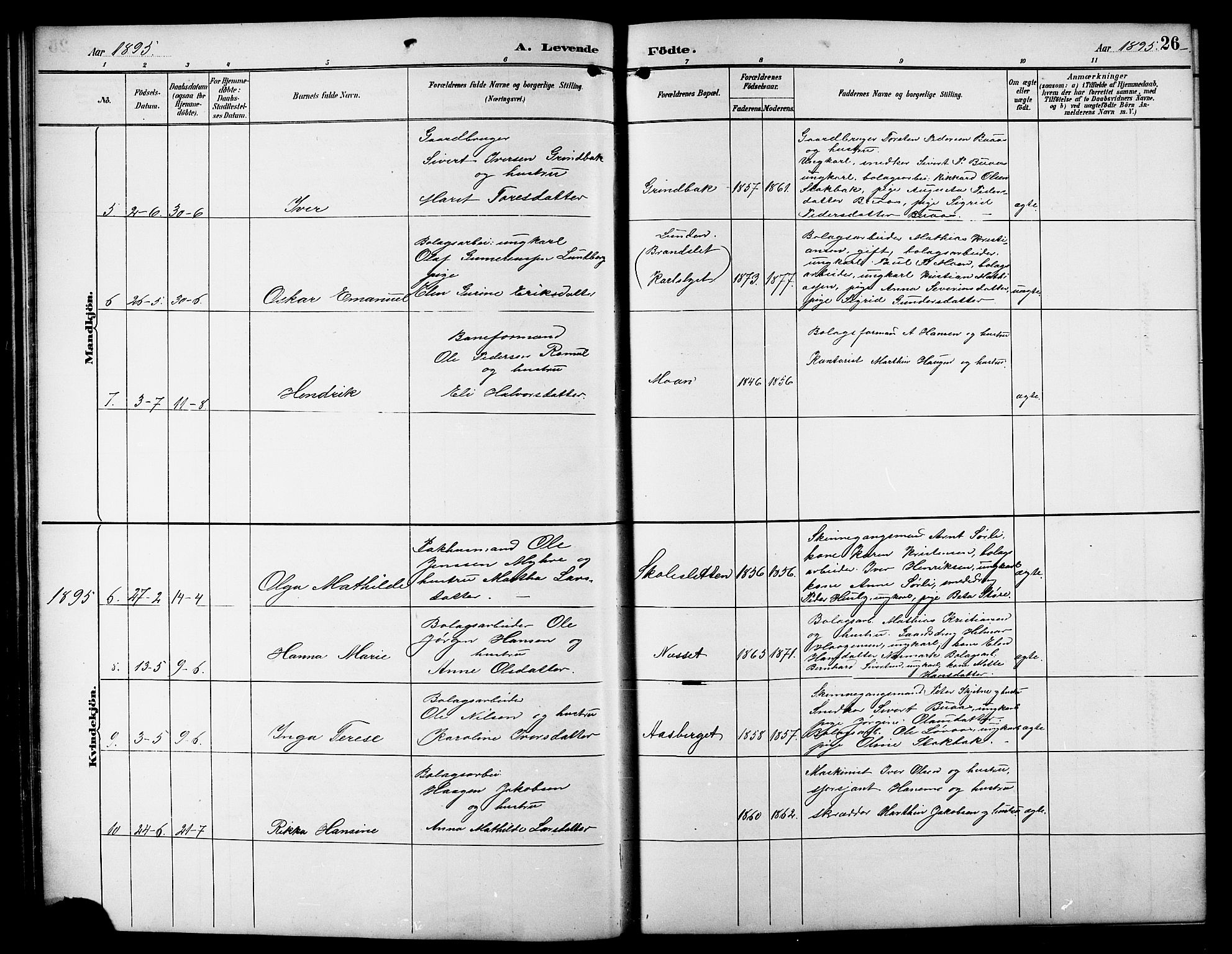 Ministerialprotokoller, klokkerbøker og fødselsregistre - Sør-Trøndelag, SAT/A-1456/617/L0431: Klokkerbok nr. 617C01, 1889-1910, s. 26