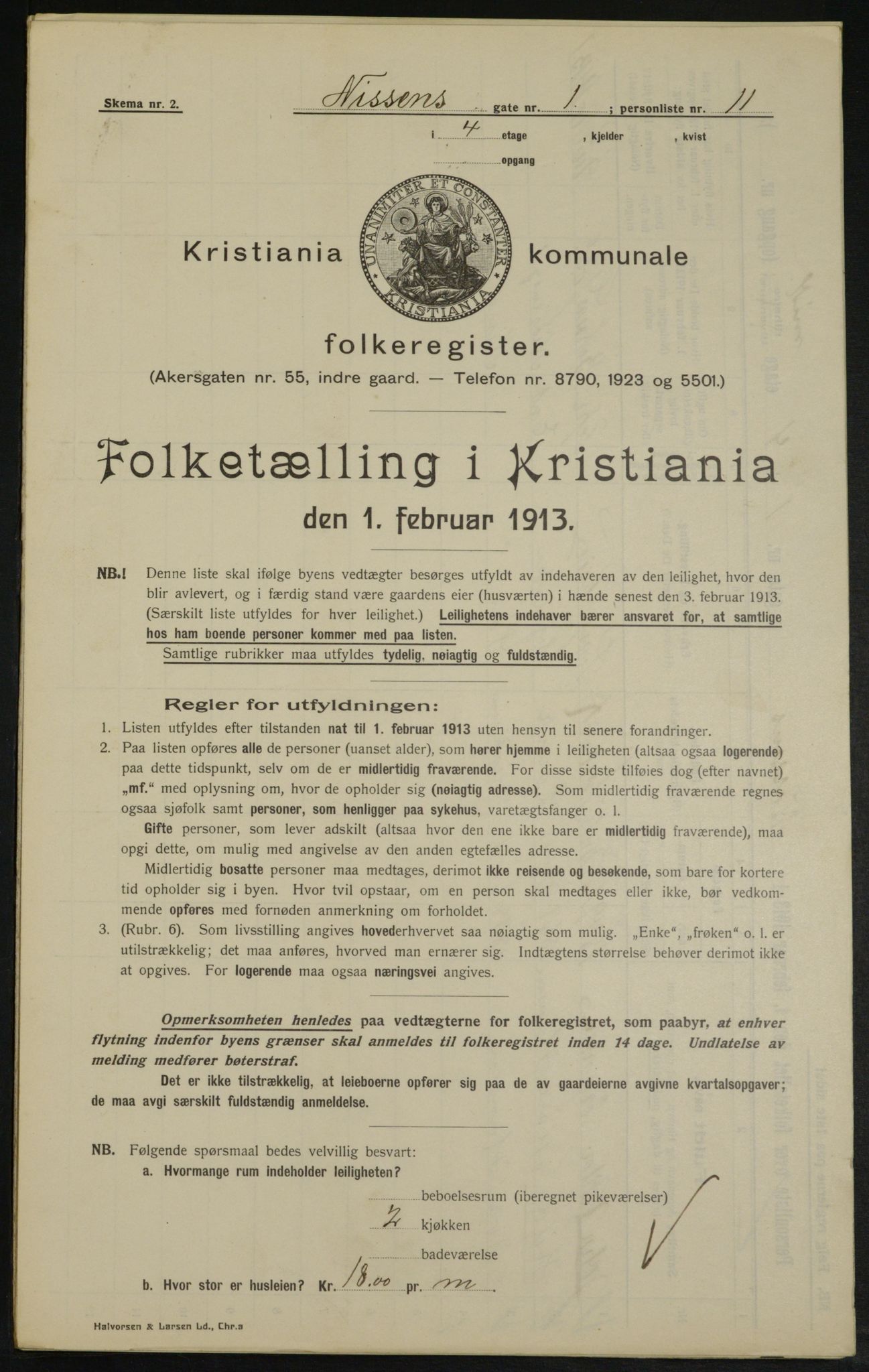 OBA, Kommunal folketelling 1.2.1913 for Kristiania, 1913, s. 71136