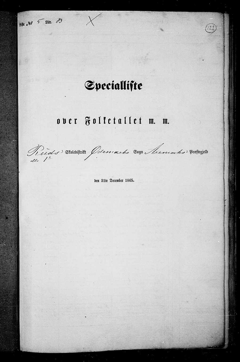 RA, Folketelling 1865 for 0118P Aremark prestegjeld, 1865, s. 111