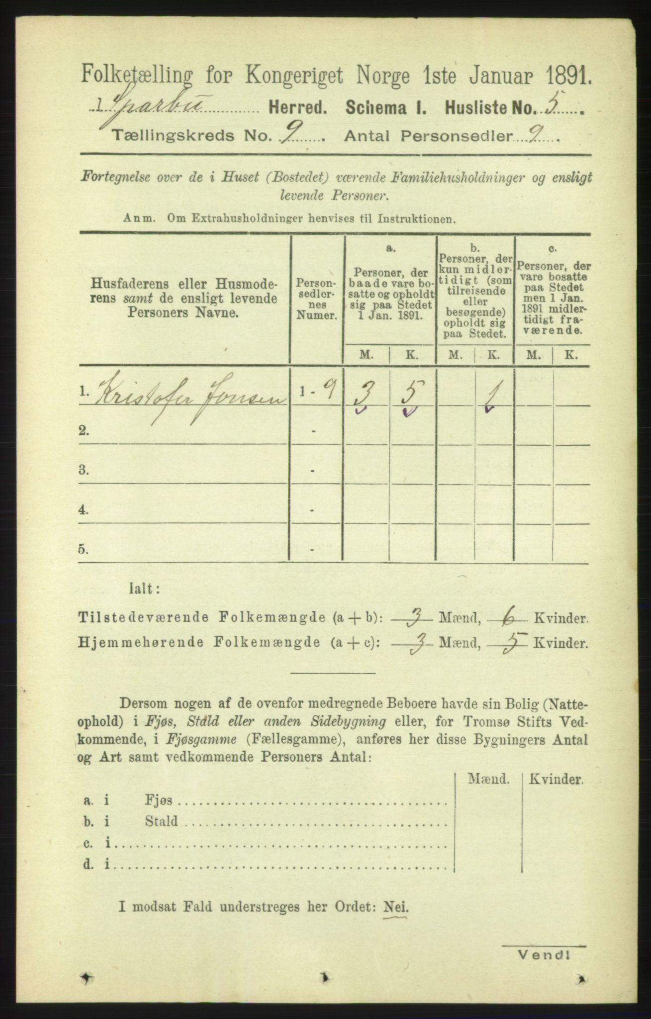 RA, Folketelling 1891 for 1731 Sparbu herred, 1891, s. 3017