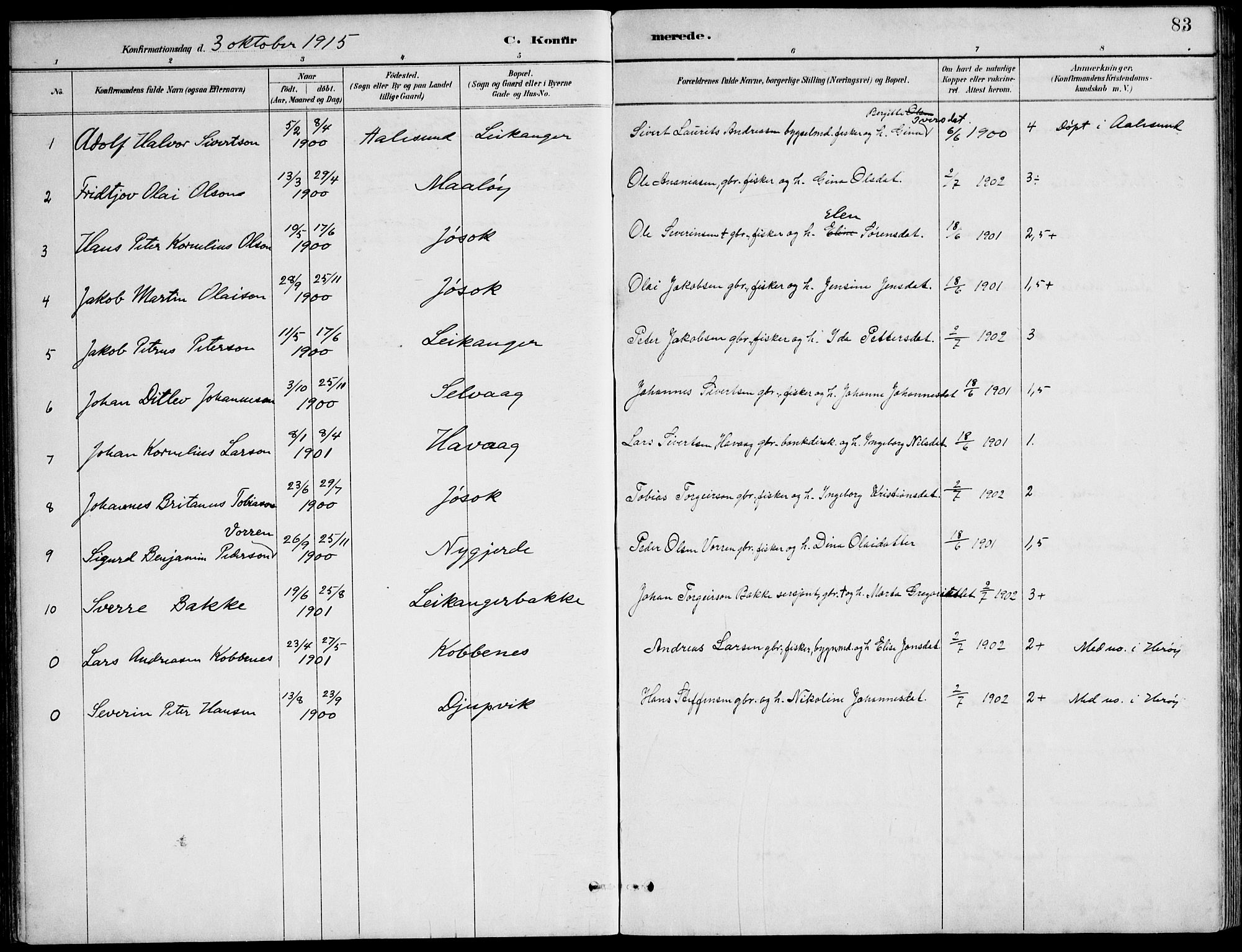 Ministerialprotokoller, klokkerbøker og fødselsregistre - Møre og Romsdal, AV/SAT-A-1454/508/L0095: Ministerialbok nr. 508A02, 1887-1920, s. 83