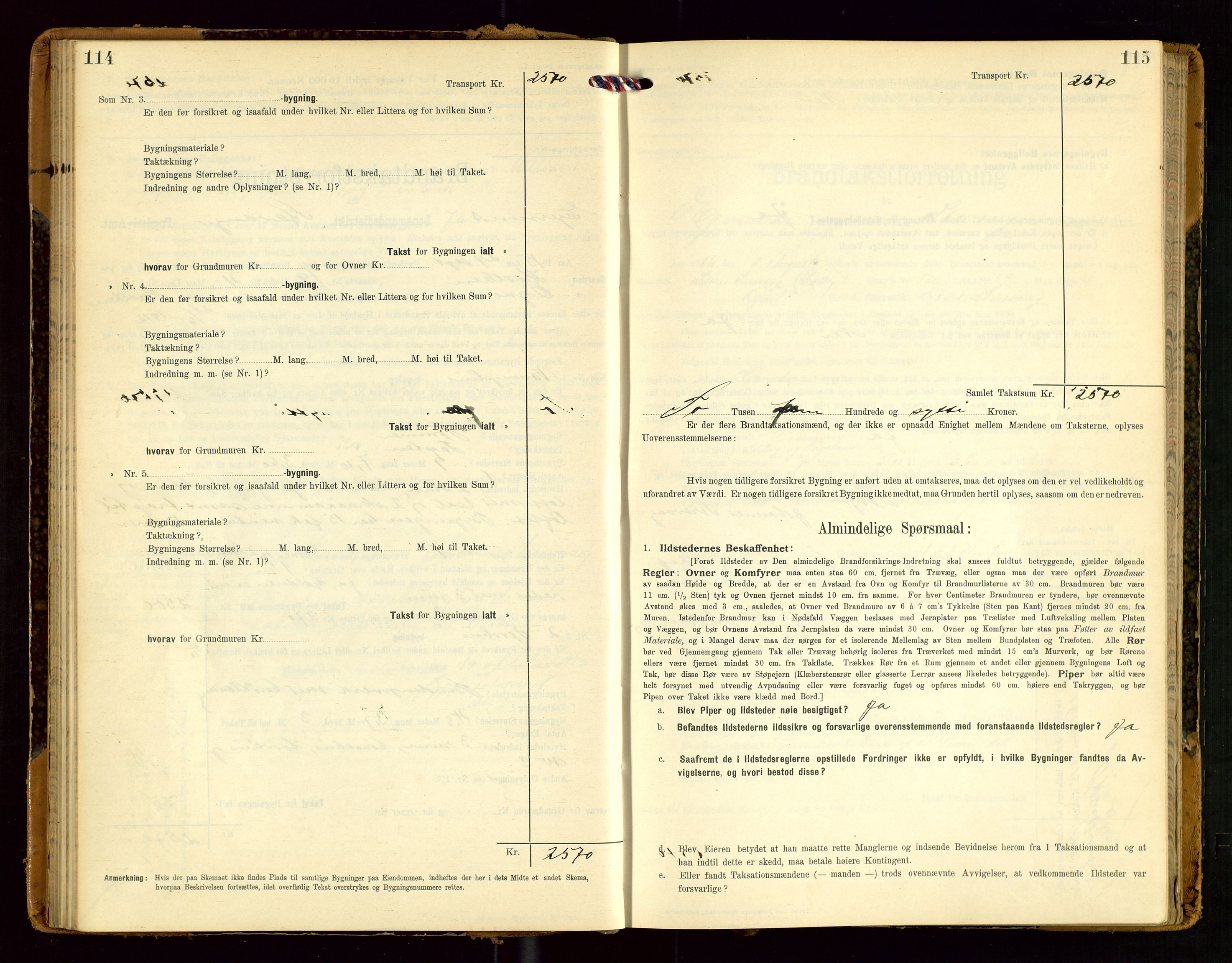 Eigersund lensmannskontor, SAST/A-100171/Gob/L0002: "Brandtakstprotokol", 1910-1916, s. 114-115