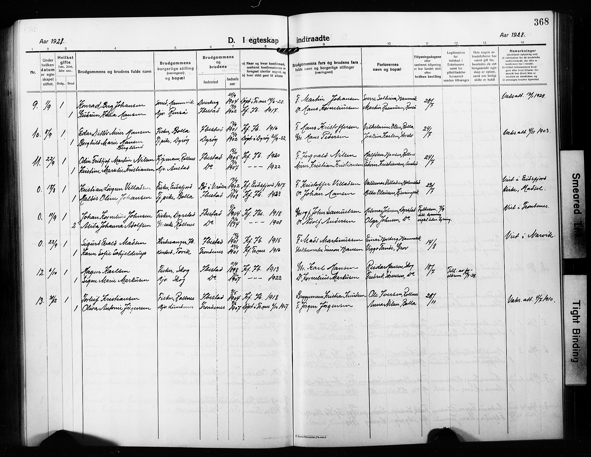 Ibestad sokneprestembete, AV/SATØ-S-0077/H/Ha/Hab/L0010klokker: Klokkerbok nr. 10, 1915-1929, s. 368
