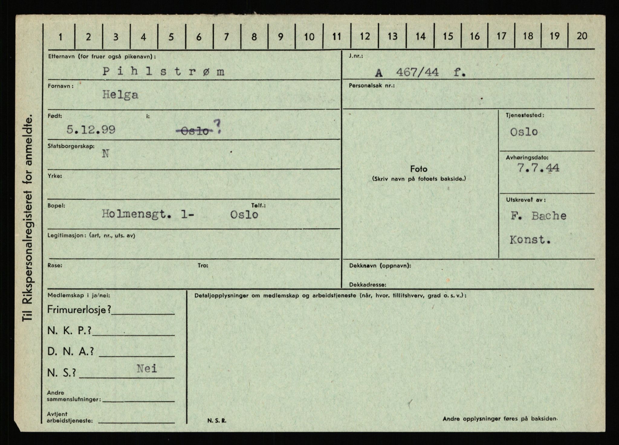 Statspolitiet - Hovedkontoret / Osloavdelingen, AV/RA-S-1329/C/Ca/L0012: Oanæs - Quistgaard	, 1943-1945, s. 4494
