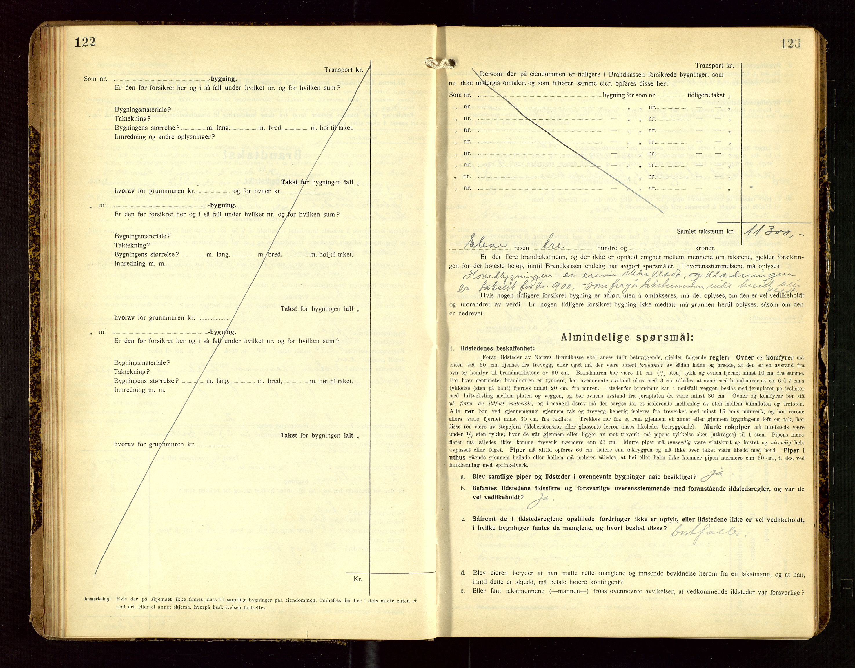 Skudenes lensmannskontor, SAST/A-100444/Gob/L0002: "Brandtakstprotokoll", 1925-1952, s. 122-123