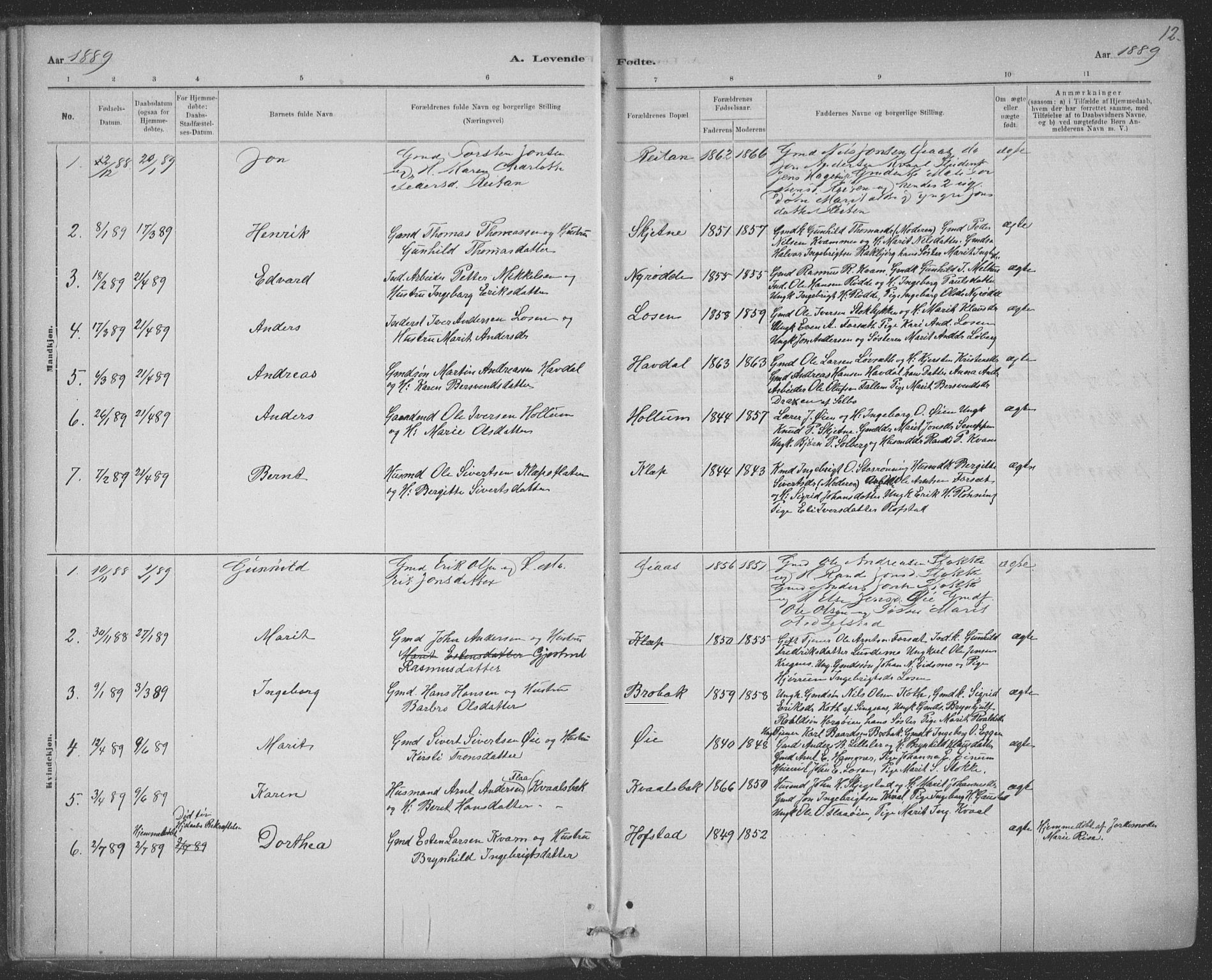 Ministerialprotokoller, klokkerbøker og fødselsregistre - Sør-Trøndelag, SAT/A-1456/691/L1085: Ministerialbok nr. 691A17, 1887-1908, s. 12