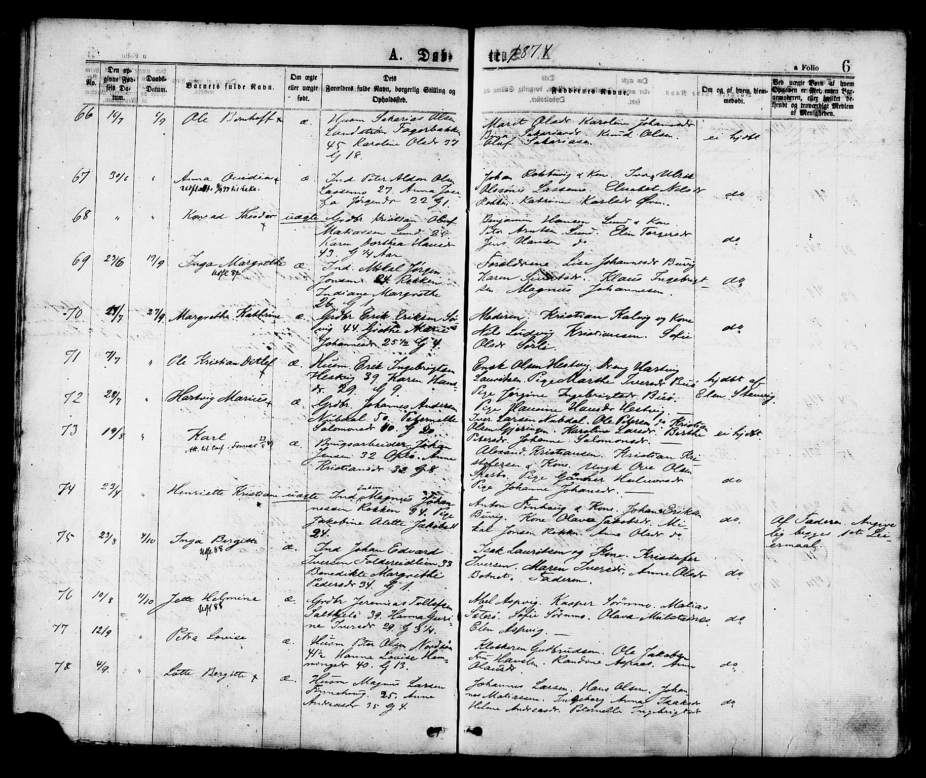 Ministerialprotokoller, klokkerbøker og fødselsregistre - Nord-Trøndelag, AV/SAT-A-1458/780/L0642: Ministerialbok nr. 780A07 /1, 1874-1885, s. 6