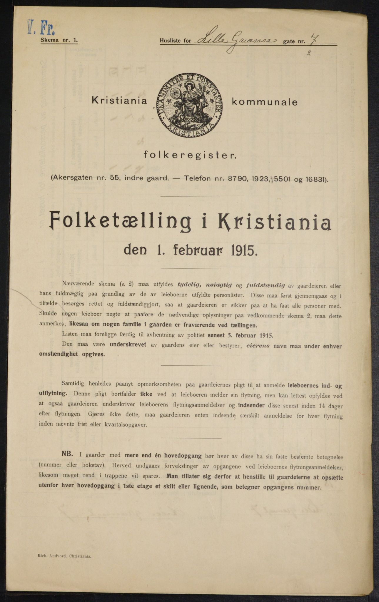 OBA, Kommunal folketelling 1.2.1915 for Kristiania, 1915, s. 57060