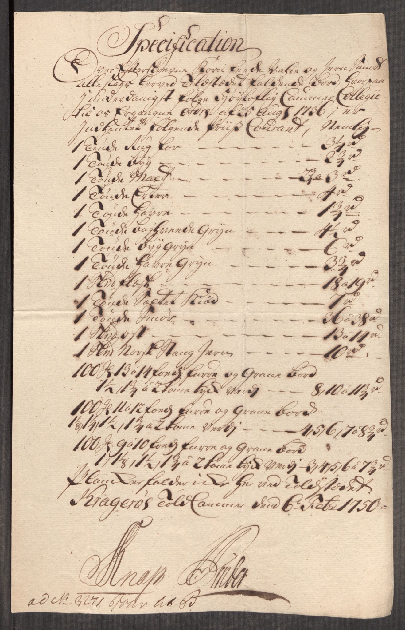 RA, Rentekammeret inntil 1814, Realistisk ordnet avdeling, Oe/L0004: [Ø1]: Priskuranter, 1749-1752, s. 360
