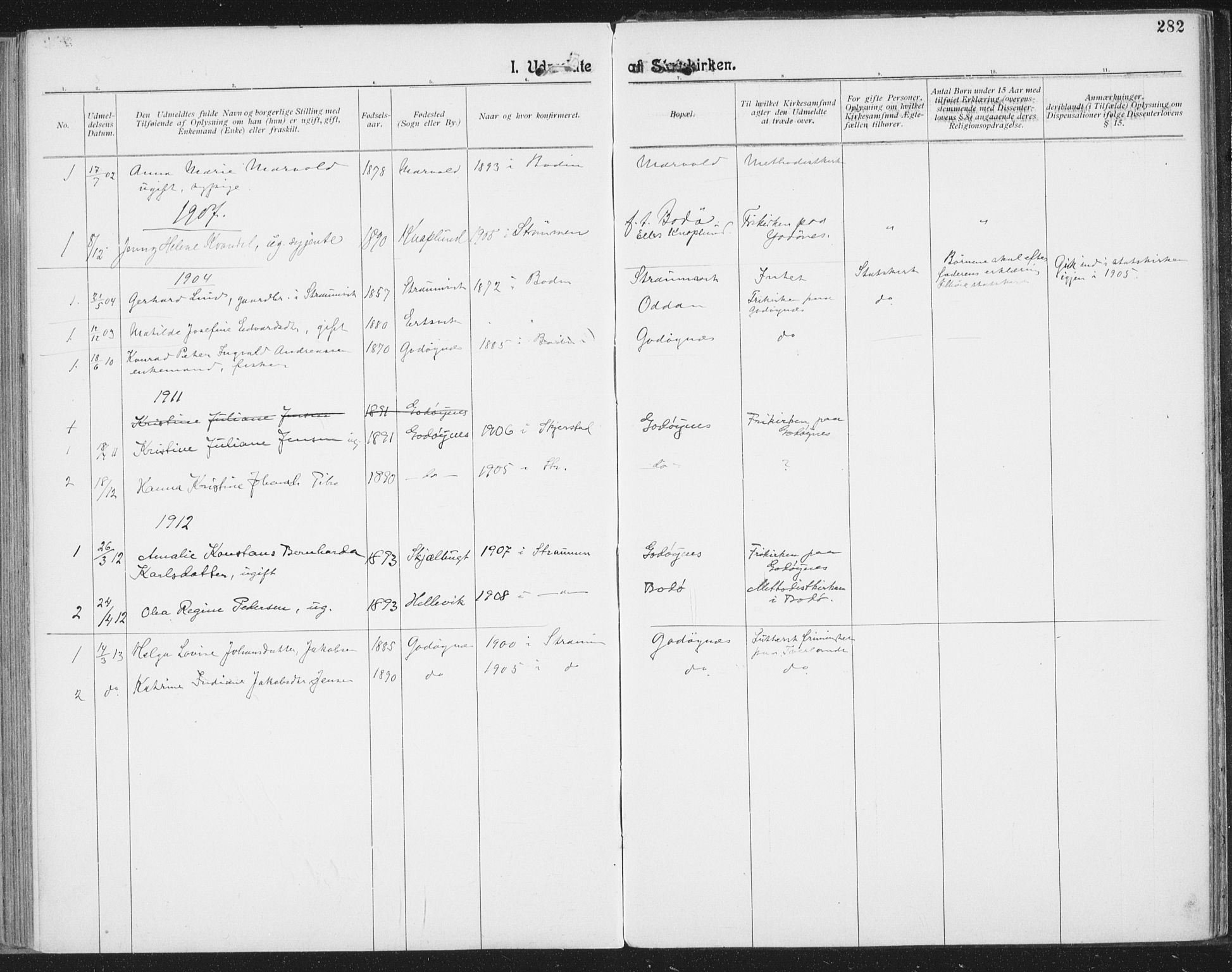 Ministerialprotokoller, klokkerbøker og fødselsregistre - Nordland, AV/SAT-A-1459/804/L0081: Ministerialbok nr. 804A02, 1901-1915, s. 282