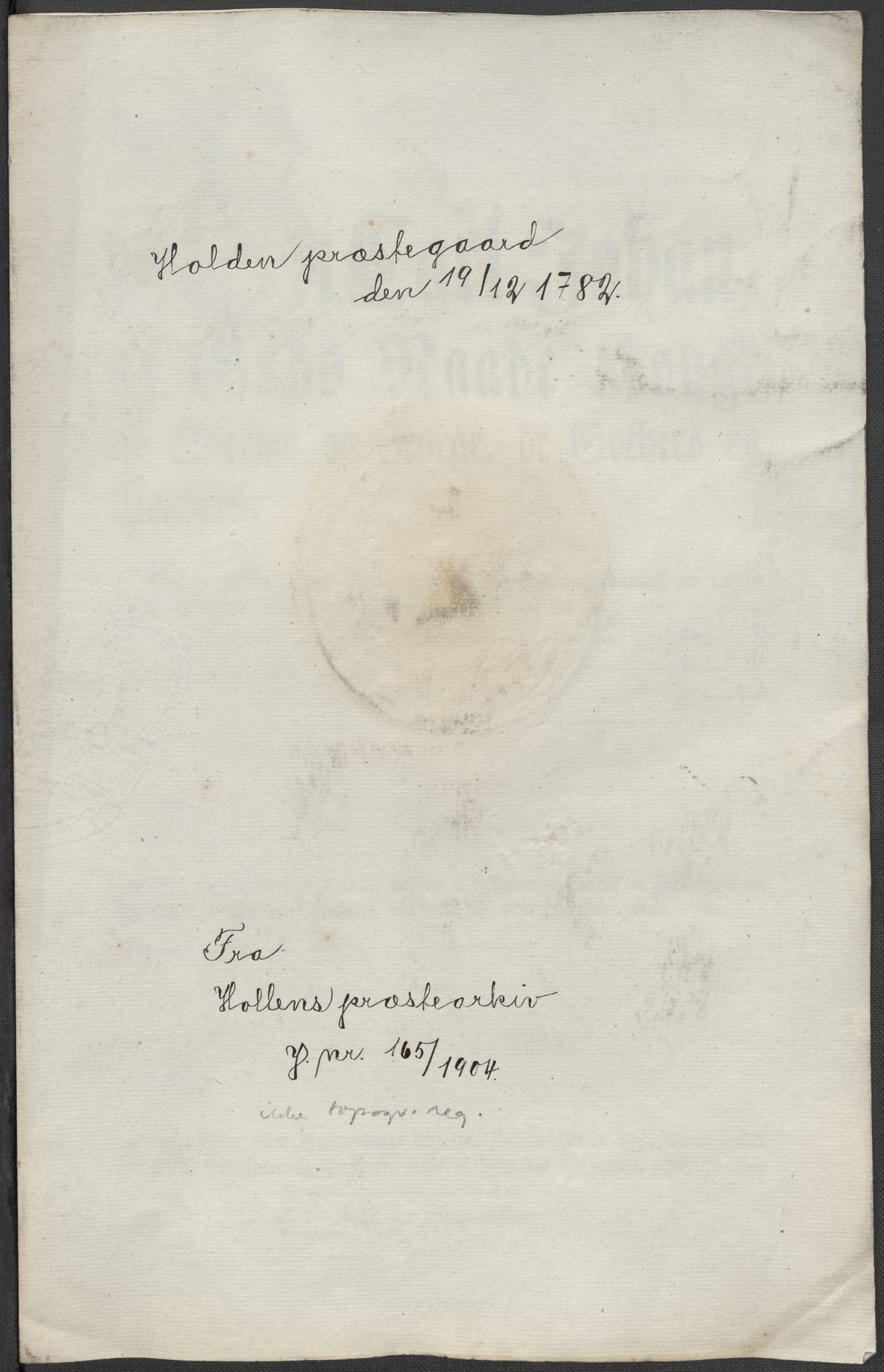 Riksarkivets diplomsamling, RA/EA-5965/F15/L0026: Prestearkiv - Telemark, 1575-1838, s. 166