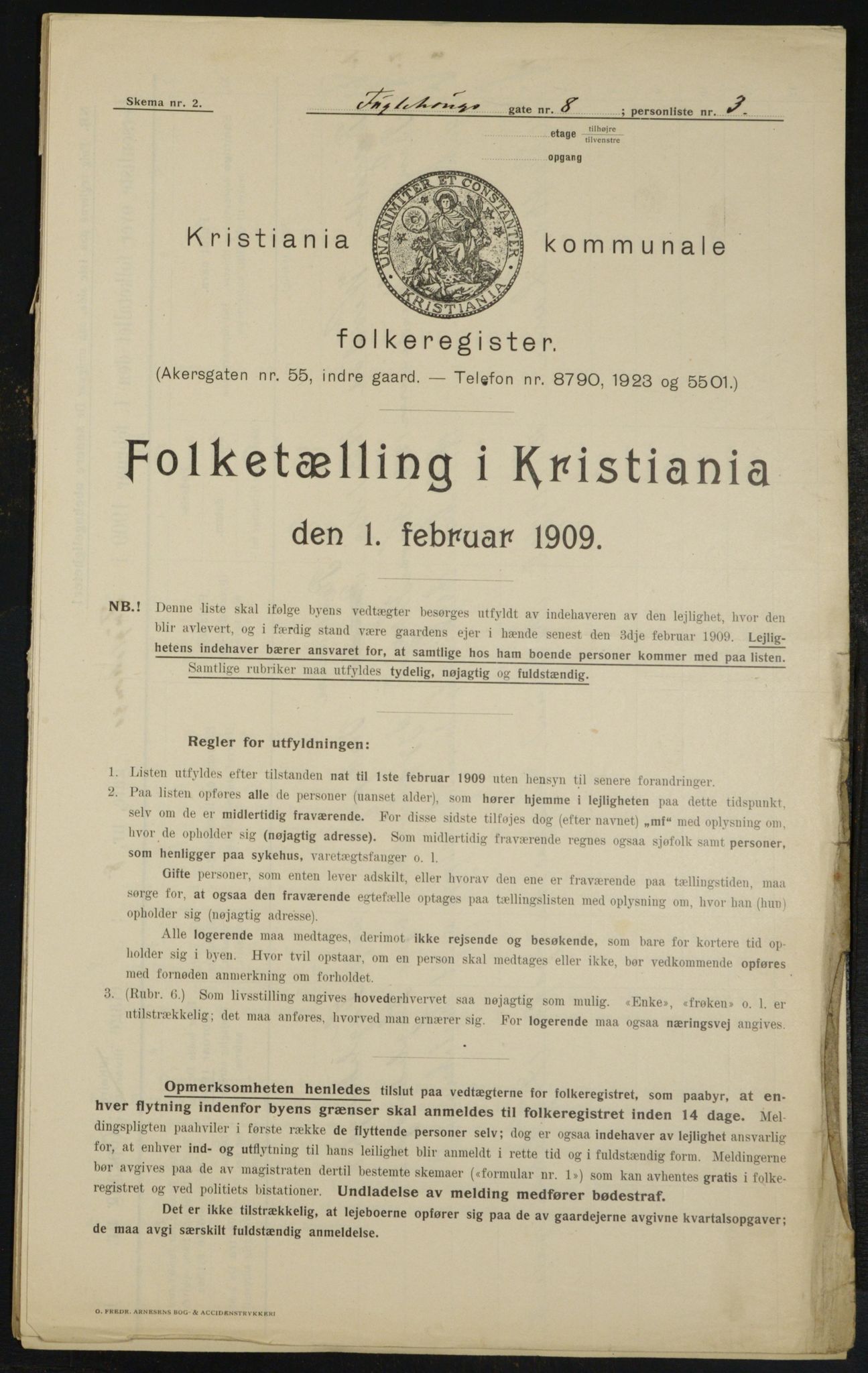 OBA, Kommunal folketelling 1.2.1909 for Kristiania kjøpstad, 1909, s. 25825